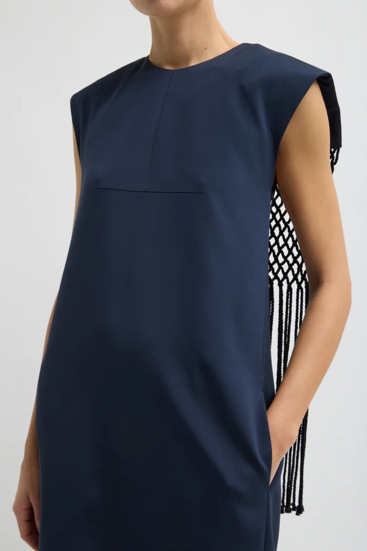 Tibi Stretch Macrame Dress - Dark Navy