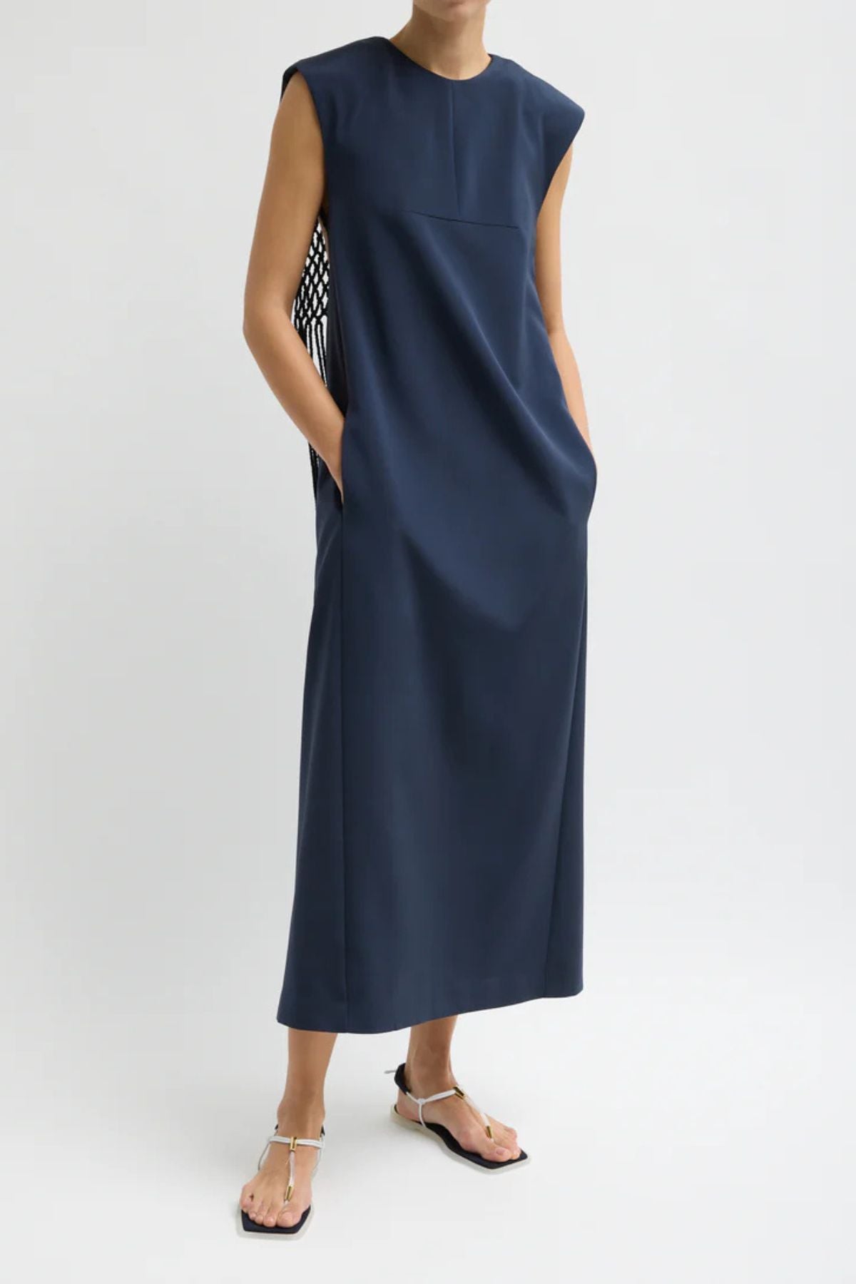 Tibi Stretch Macrame Dress - Dark Navy