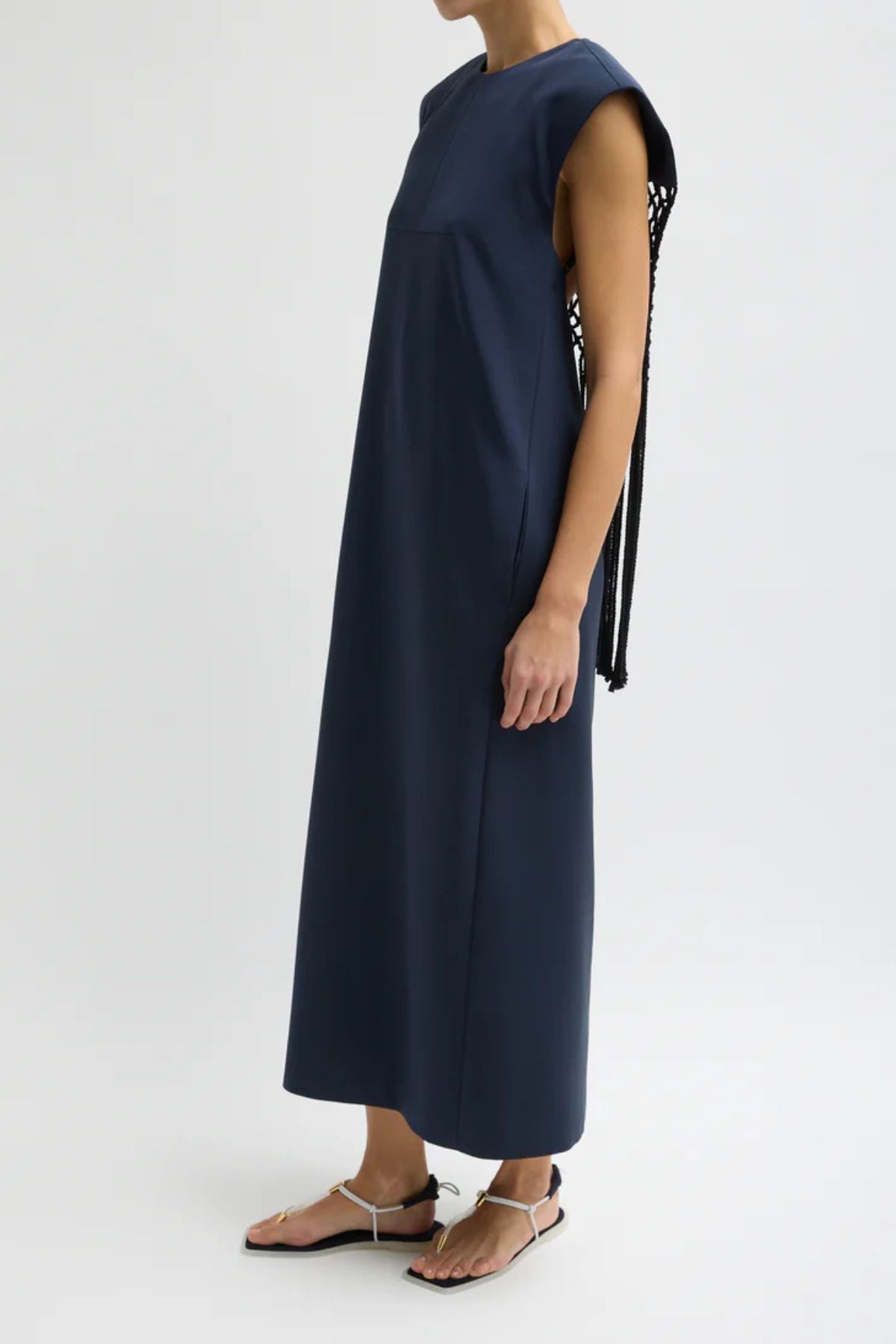 Tibi Stretch Macrame Dress - Dark Navy