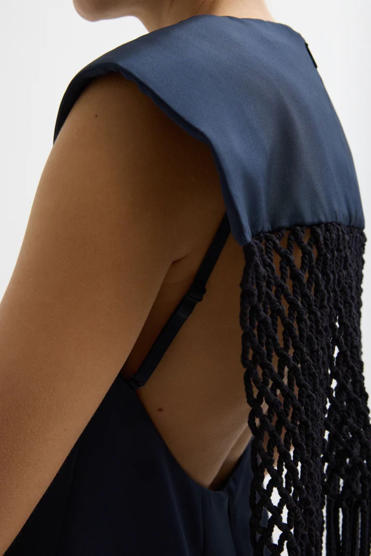 Tibi Stretch Macrame Dress - Dark Navy