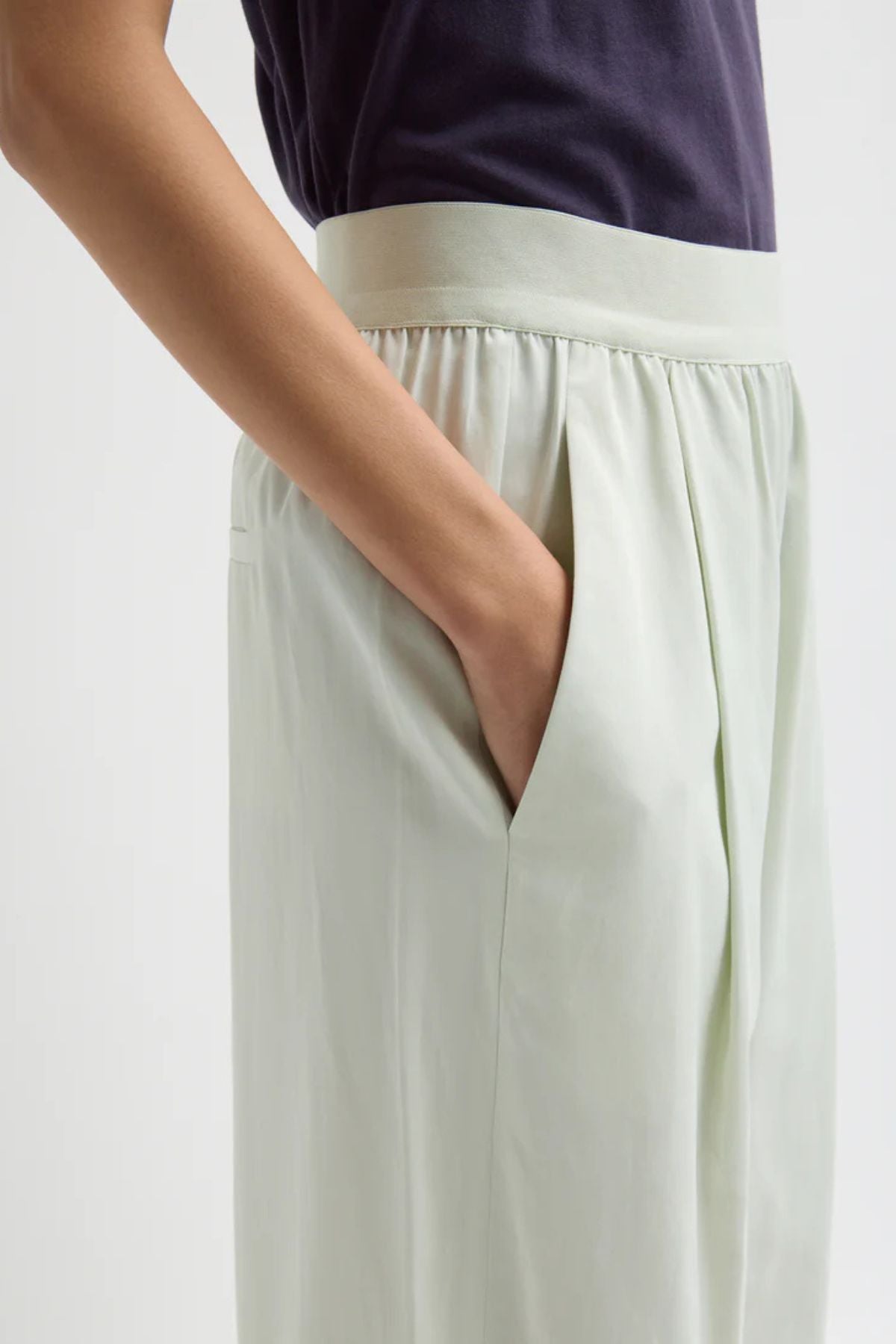 Tibi Marit Pull On Pant - Faded Green