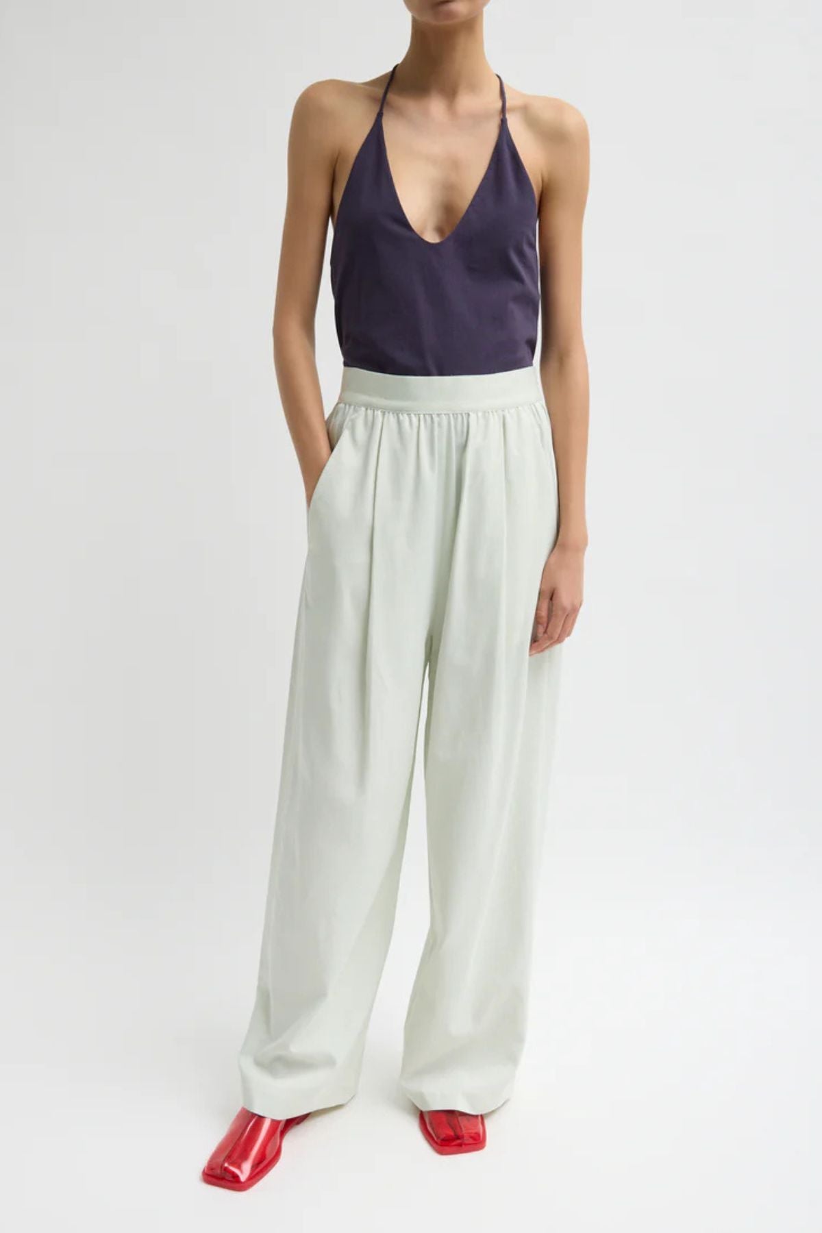 Tibi Marit Pull On Pant - Faded Green