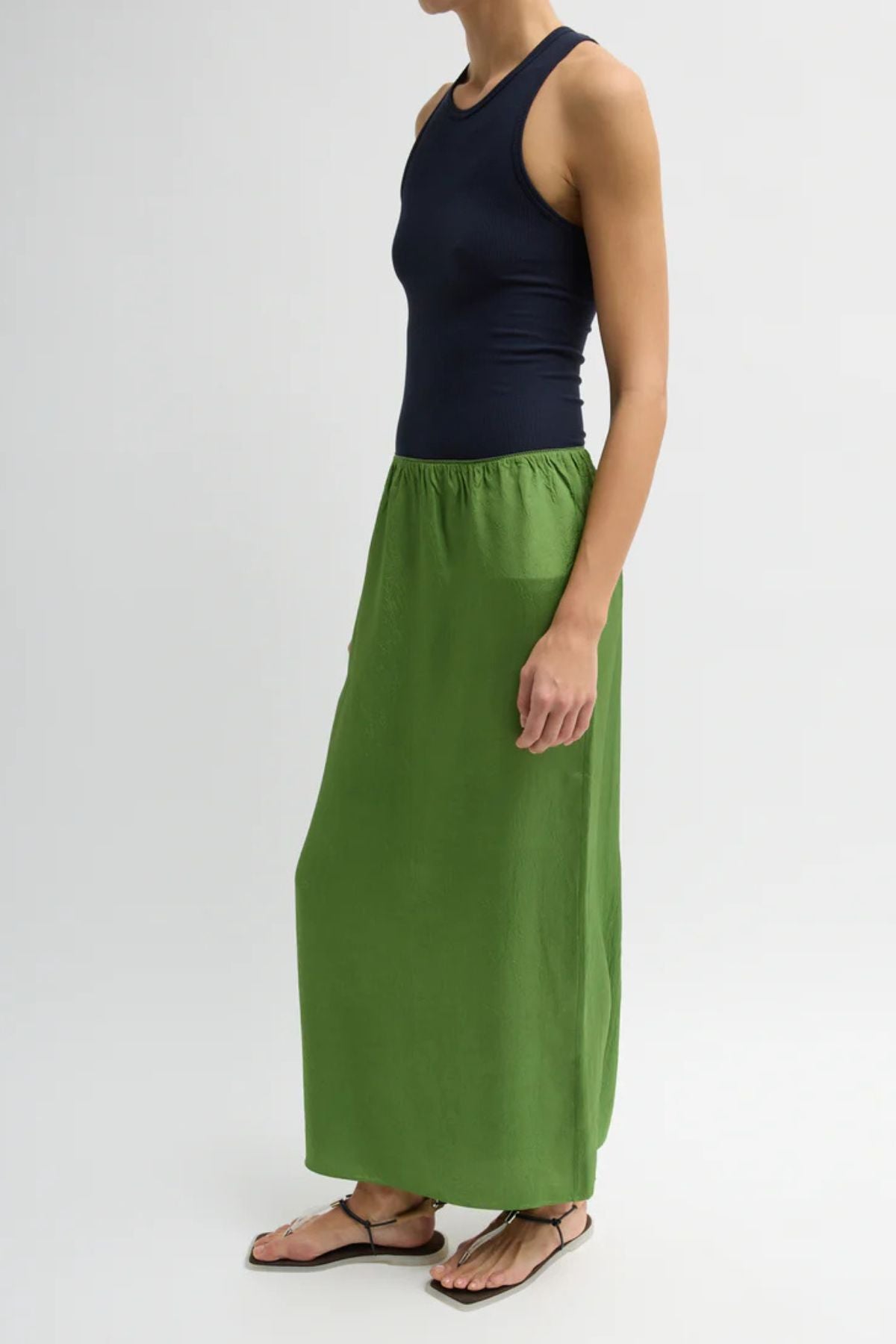 Tibi Maxi Slip Skirt - Chartreuse