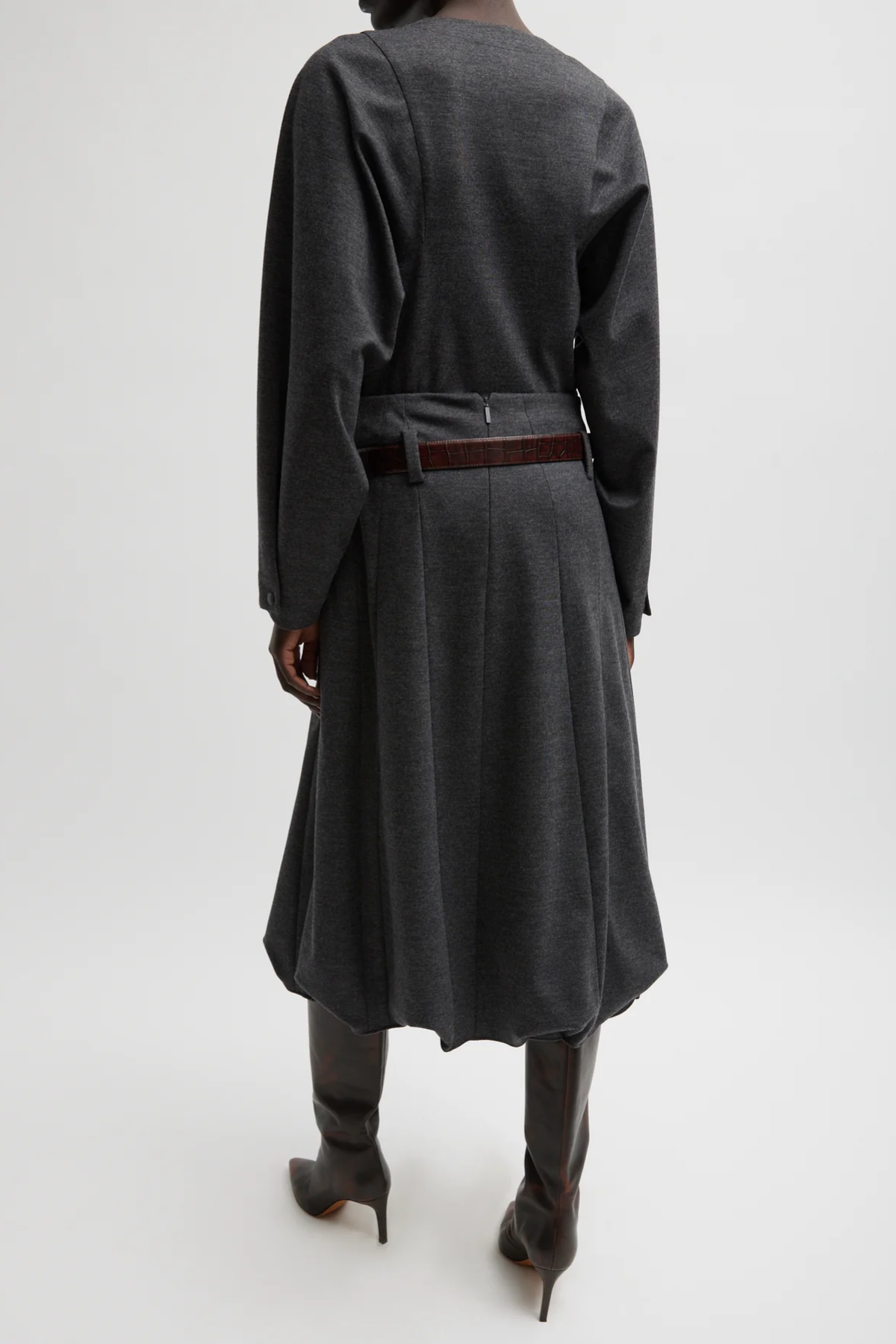 Tibi Melange Jersey Tucked Panel Skirt - Dark Heather