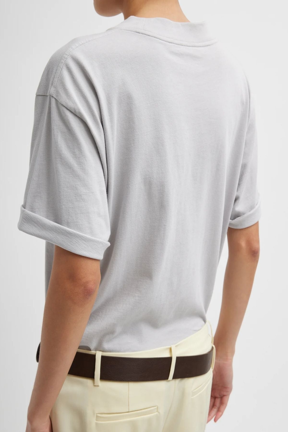 Tibi Mock Neck Unisex T-Shirt - Greystone