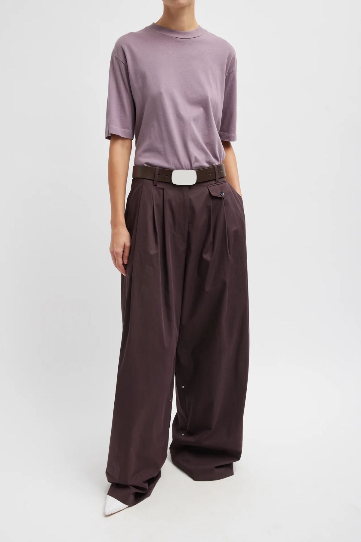 Tibi Mock Neck Unisex T-Shirt - Plum-ish