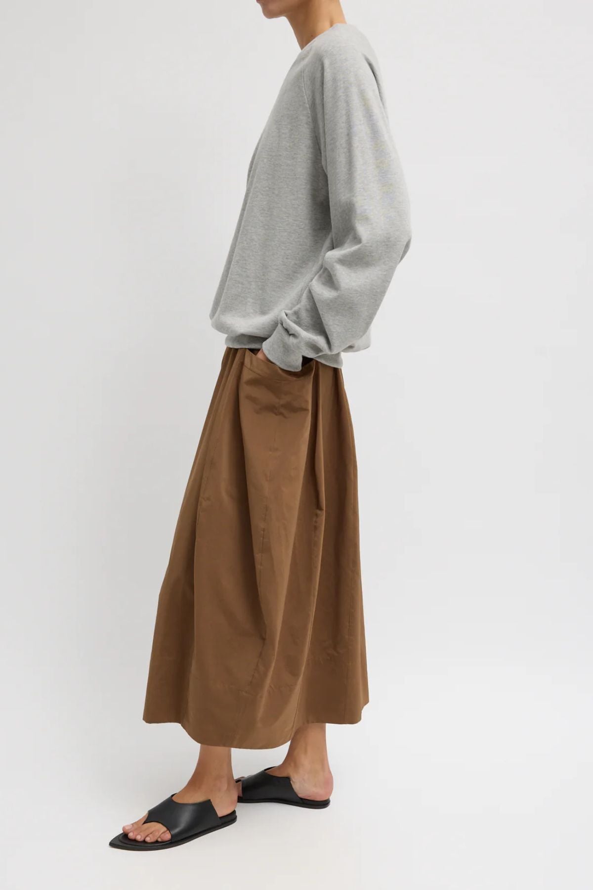 Tibi Nylon Lantern Skirt - Caramel Latte