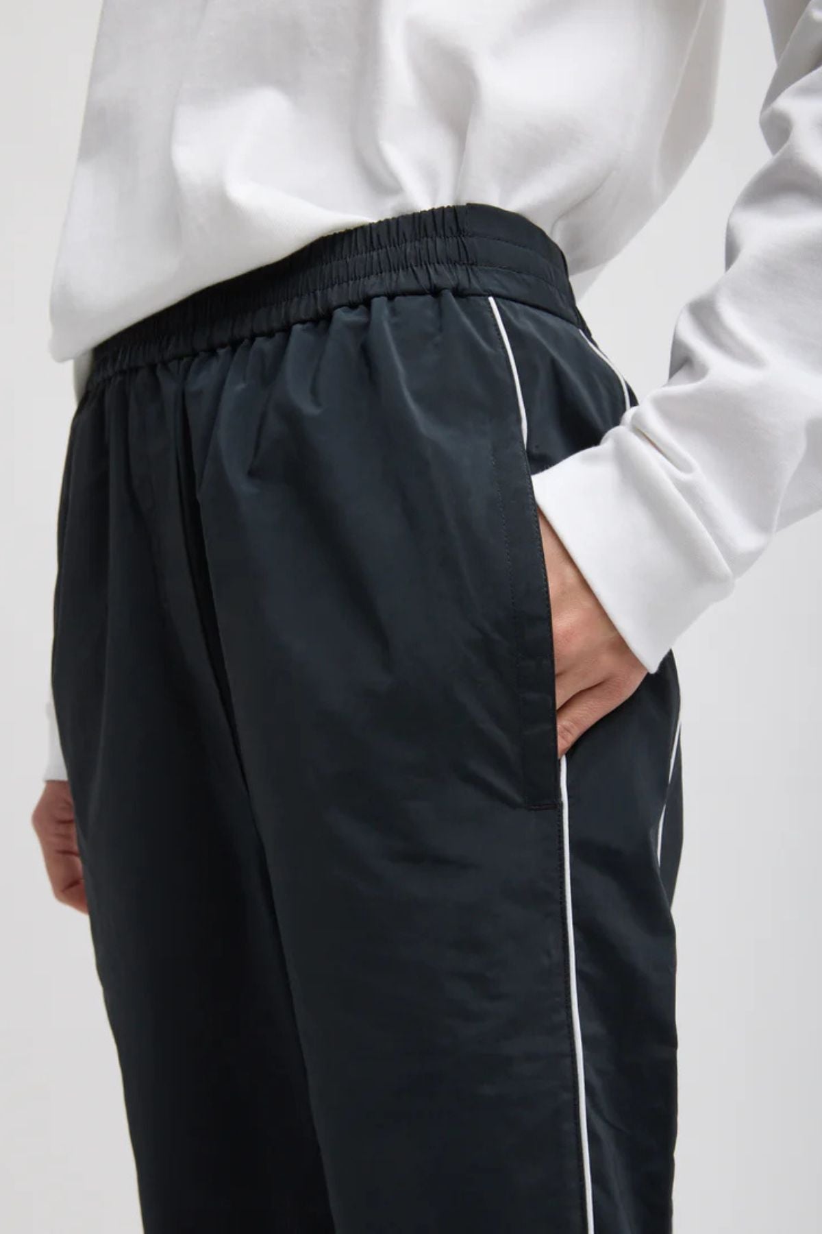 Tibi Nylon Piped Jogger - Black Multi