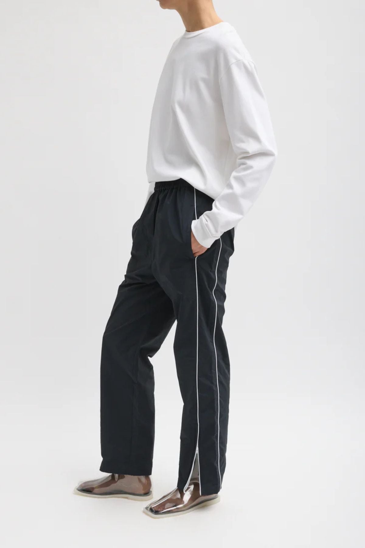 Tibi Nylon Piped Jogger - Black Multi