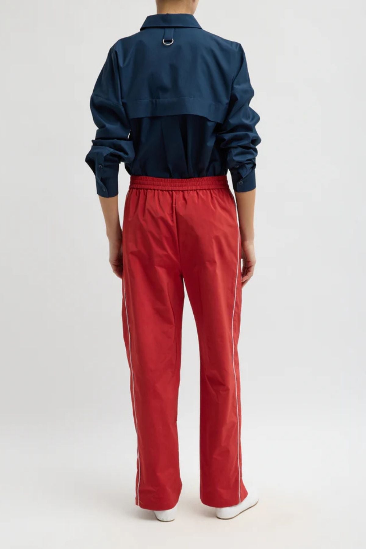 Tibi Nylon Piped Jogger - Red