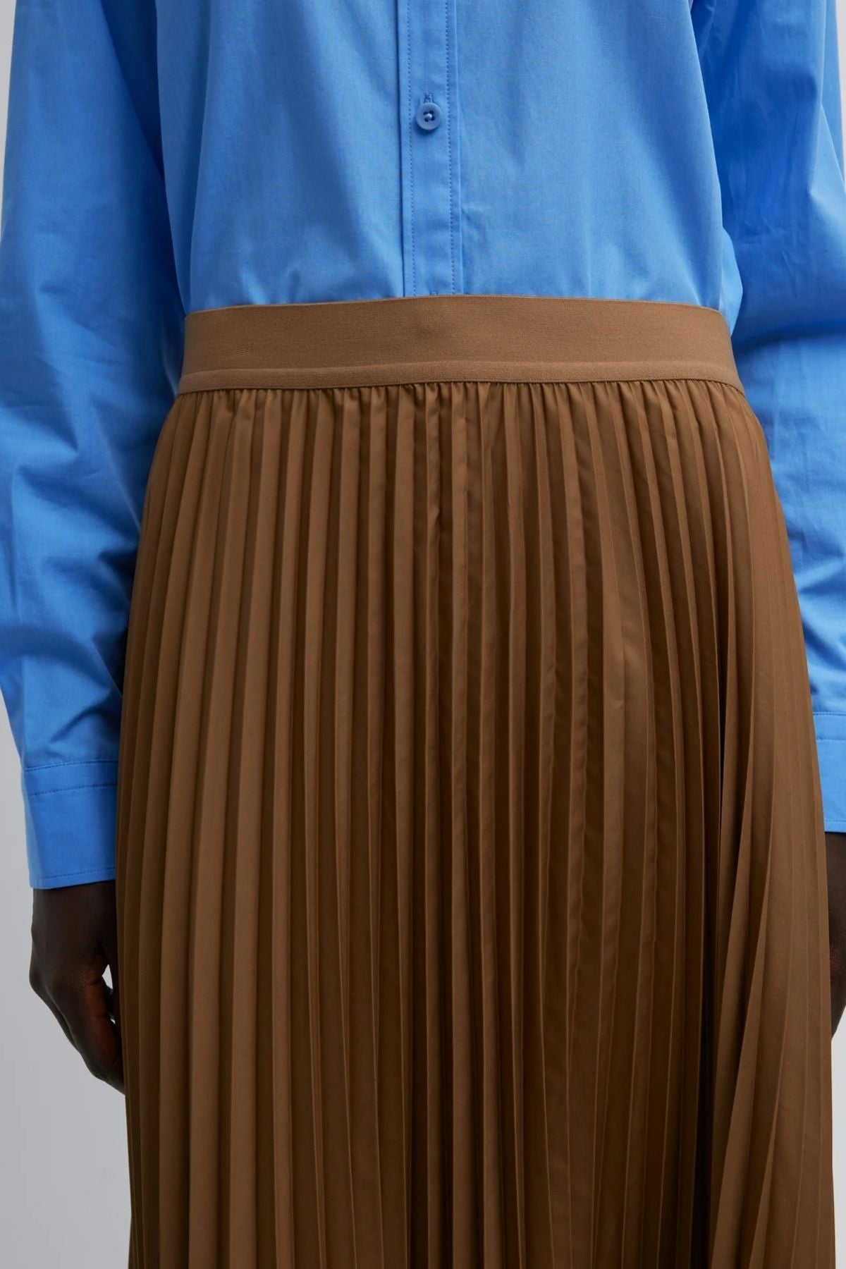 Tibi Nylon Pleating Sunray Pull on Skirt - Loden