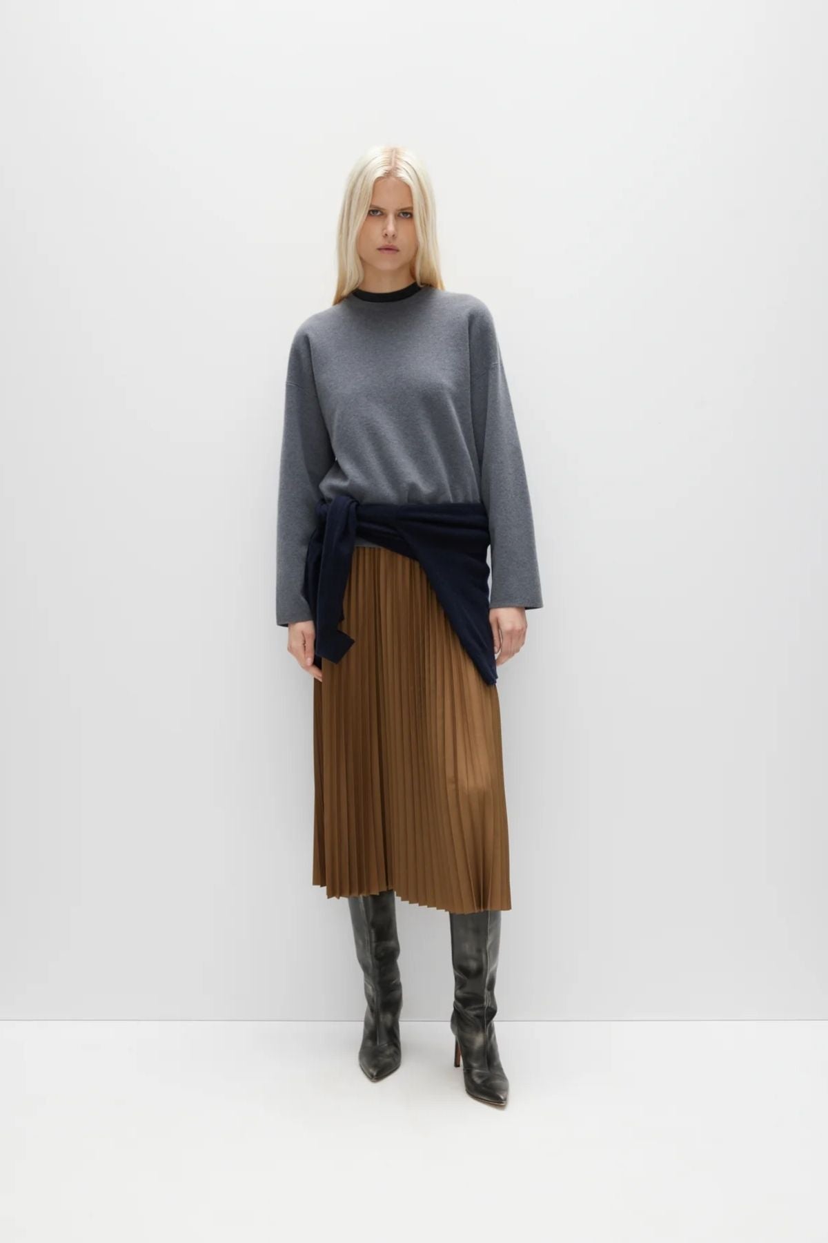 Tibi Nylon Pleating Sunray Pull on Skirt - Loden