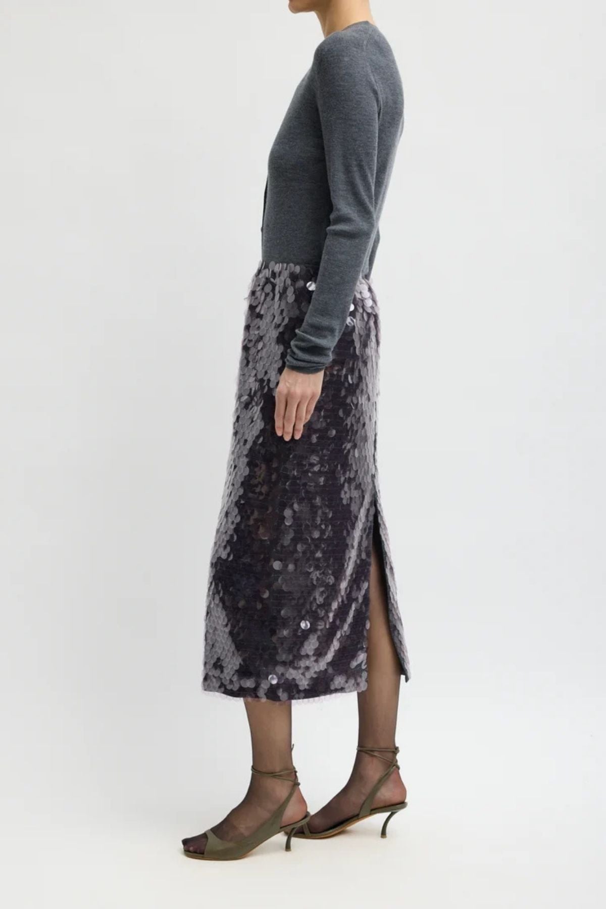 Tibi Pastille Slip Skirt - Lavender Grey