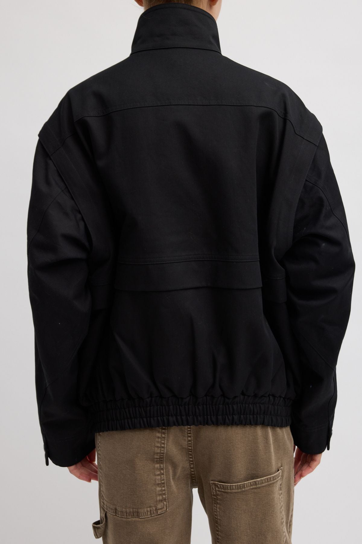 Tibi Patchwork Twill Convertible Jacket - Black