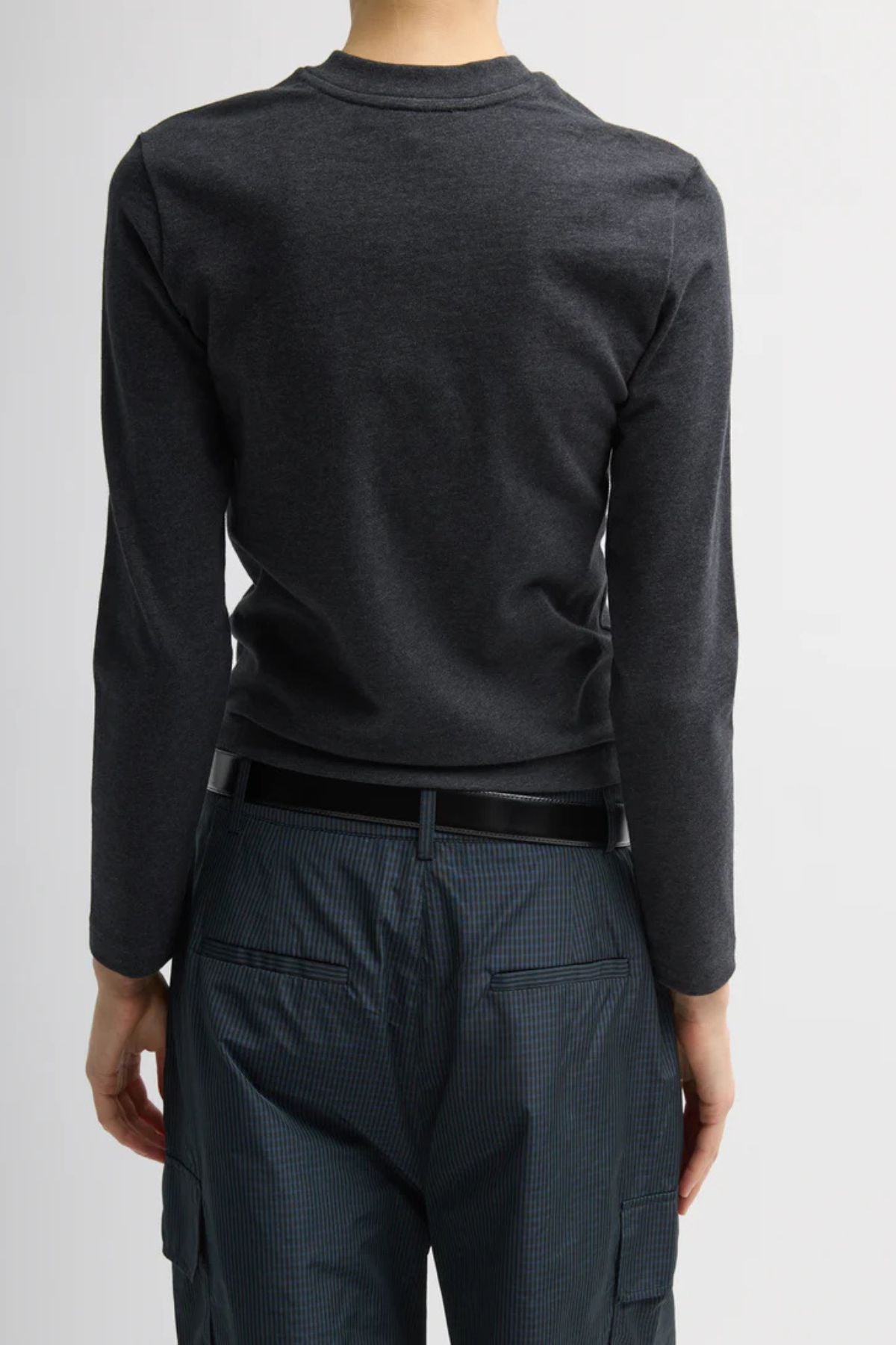 Tibi Perfect T Shrunken V-Neck - Charcoal