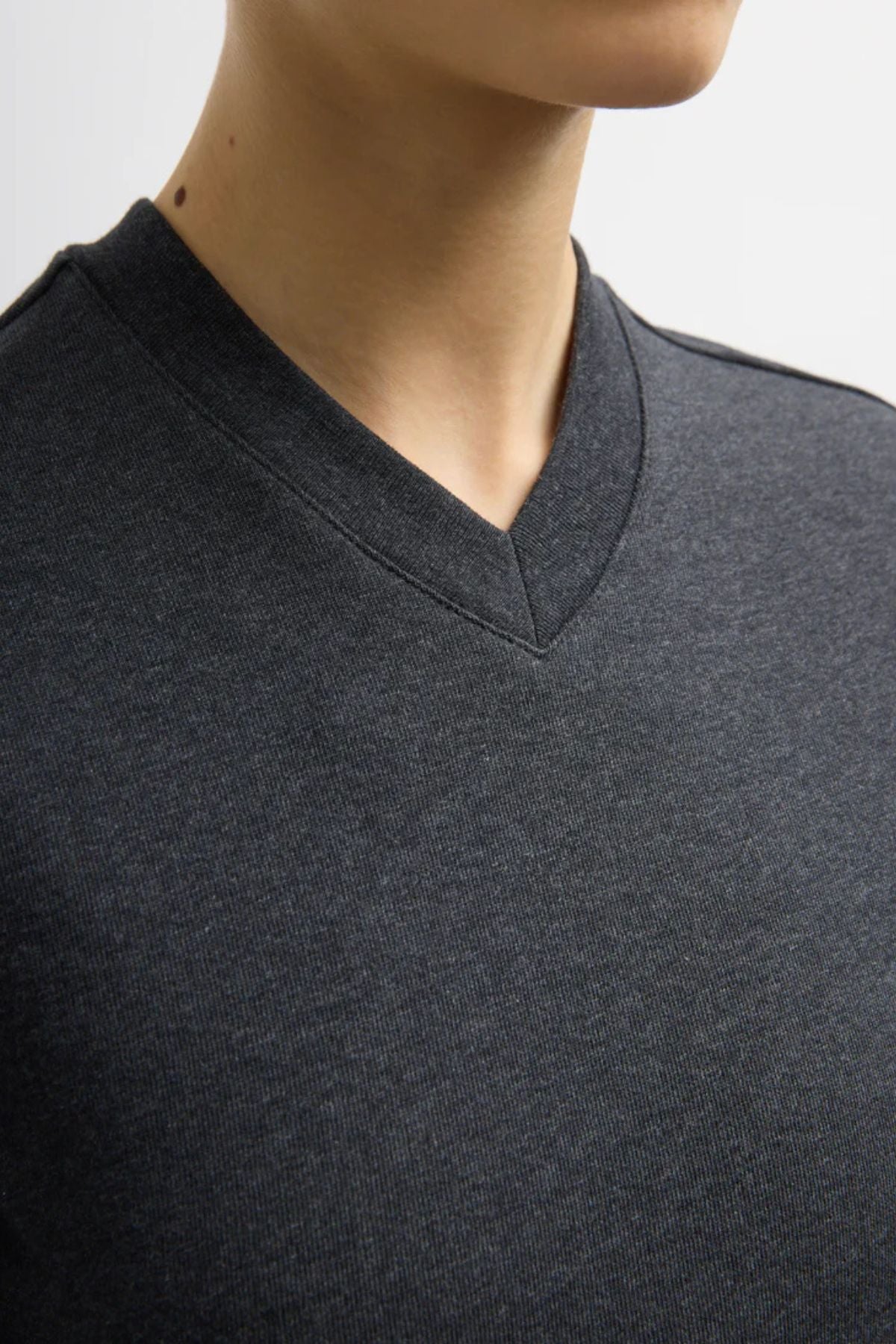 Tibi Perfect T Shrunken V-Neck - Charcoal