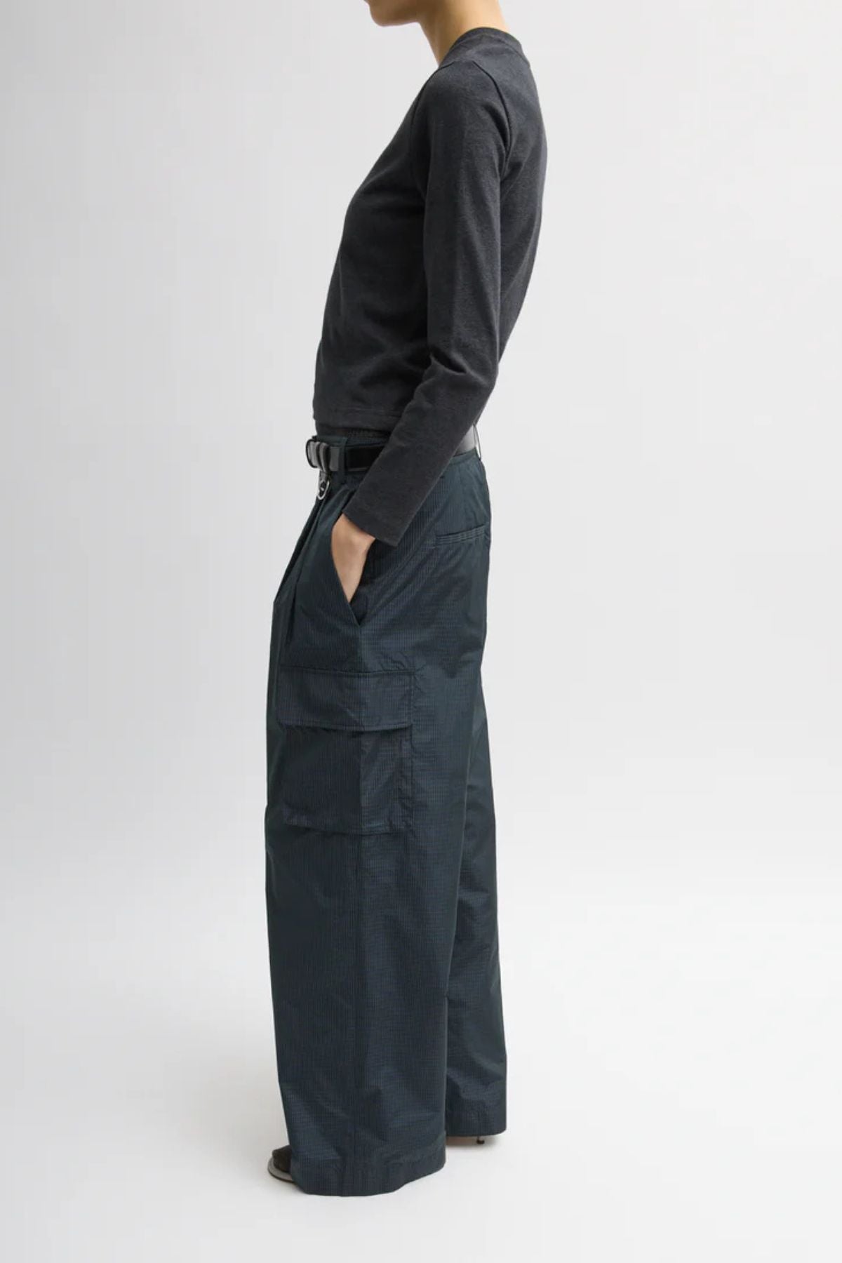 Tibi Perfect T Shrunken V-Neck - Charcoal