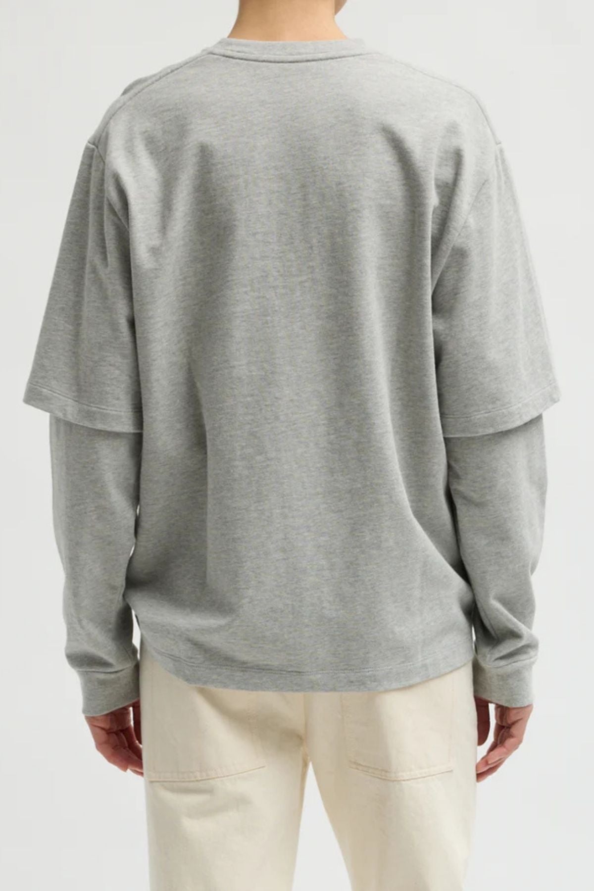 Tibi Perfect T Unisex Double Layer LS T-Shirt - Heather Grey