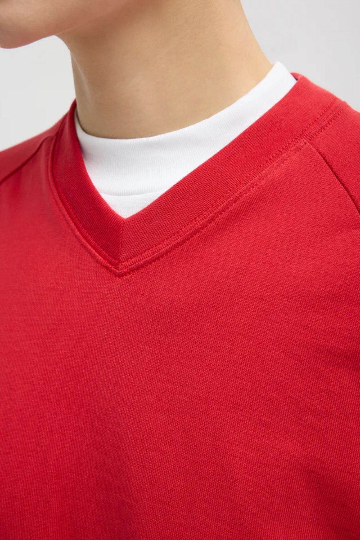 Tibi Perfect T V-Neck Sweatshirt - Red
