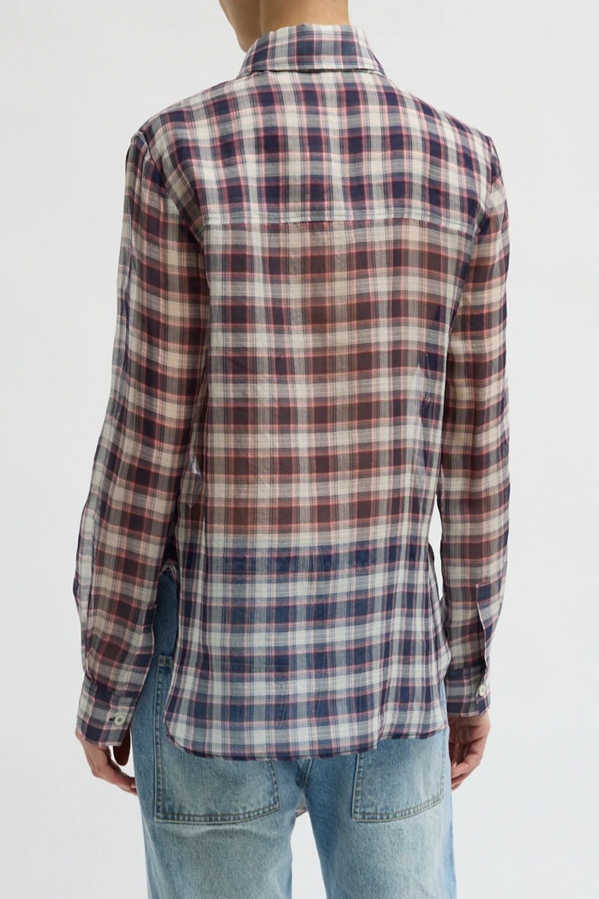 Tibi Blouse with Removable Tie - Black/ Red Multi