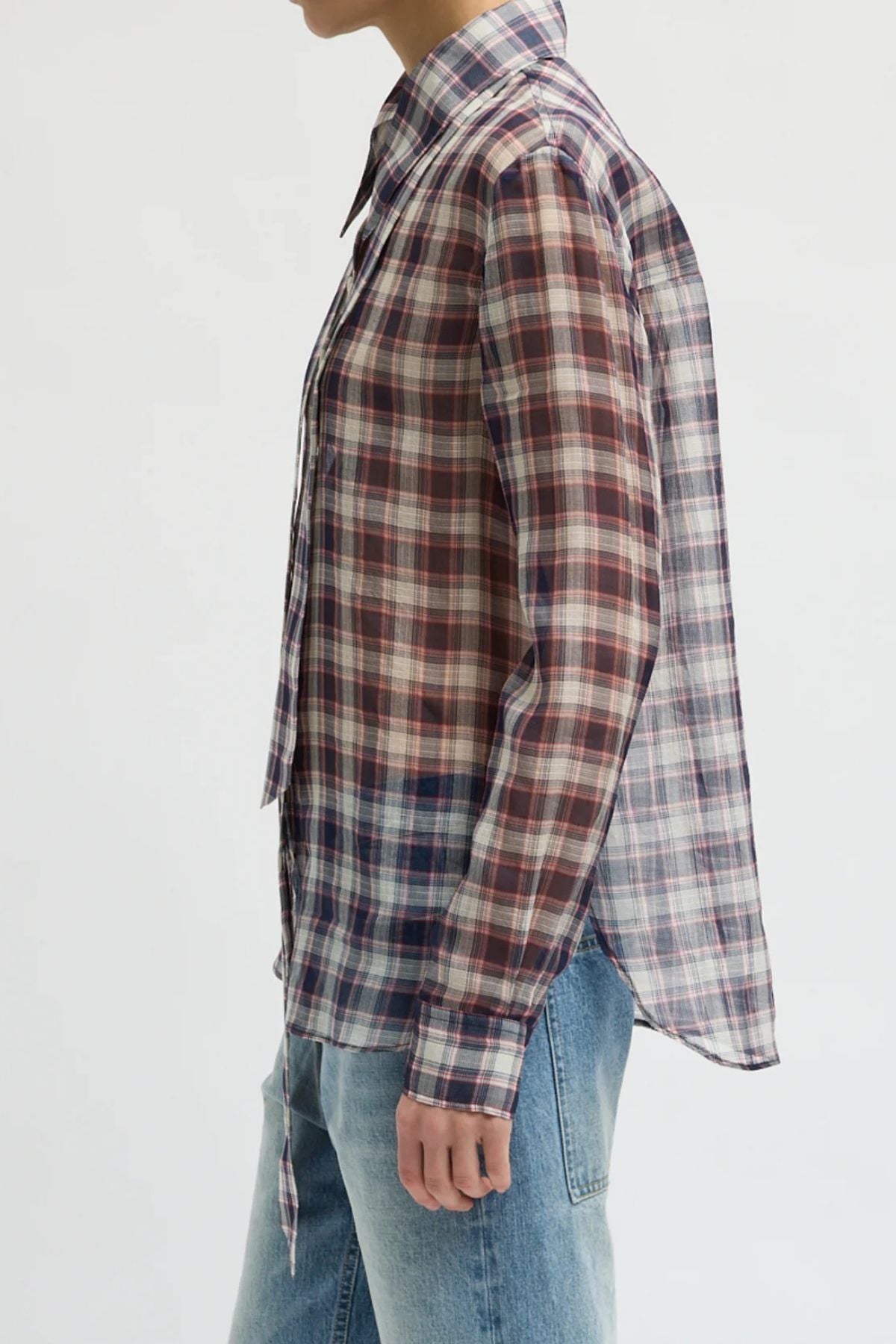 Tibi Blouse with Removable Tie - Black/ Red Multi