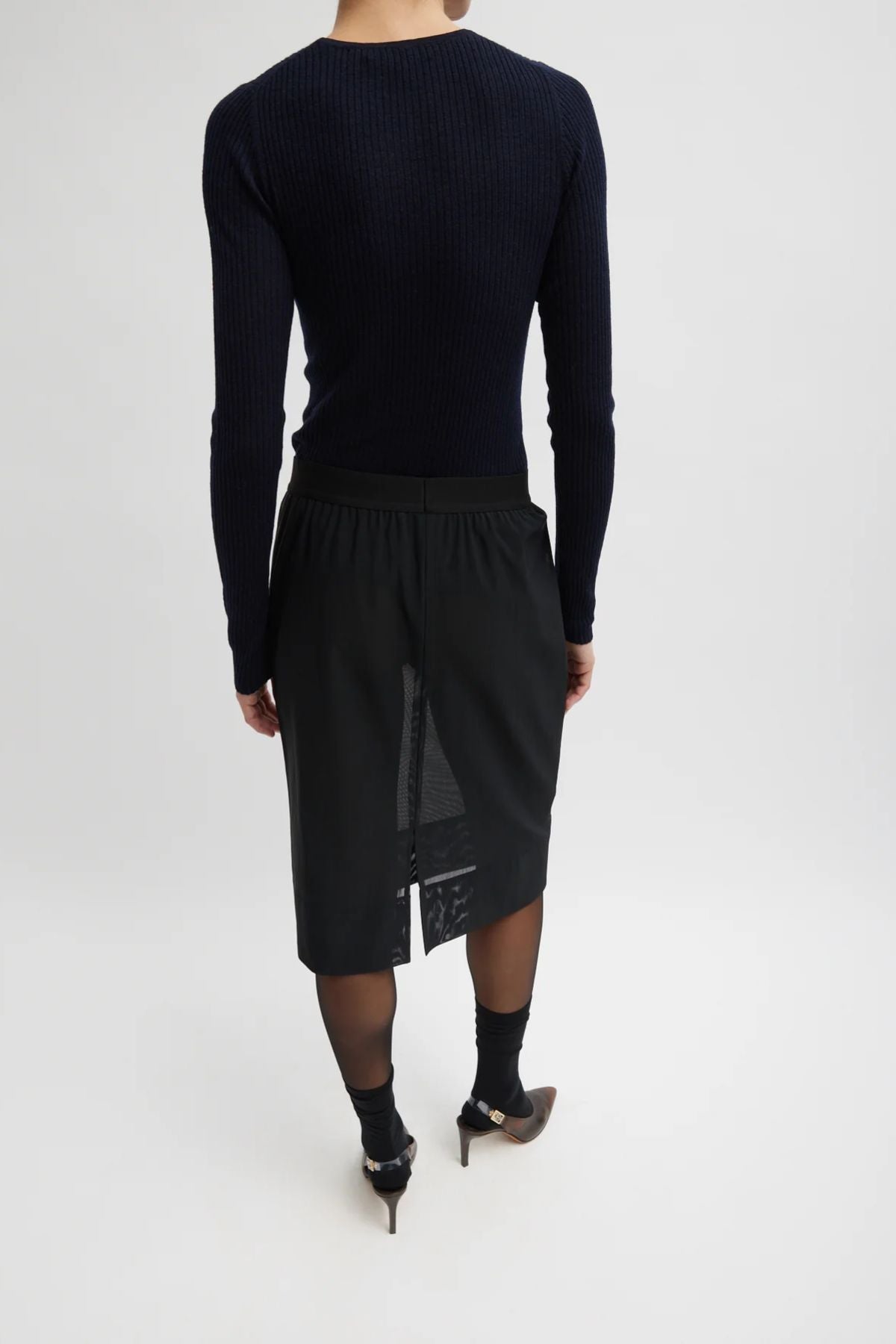 Tibi Power Mesh Skirt - Black