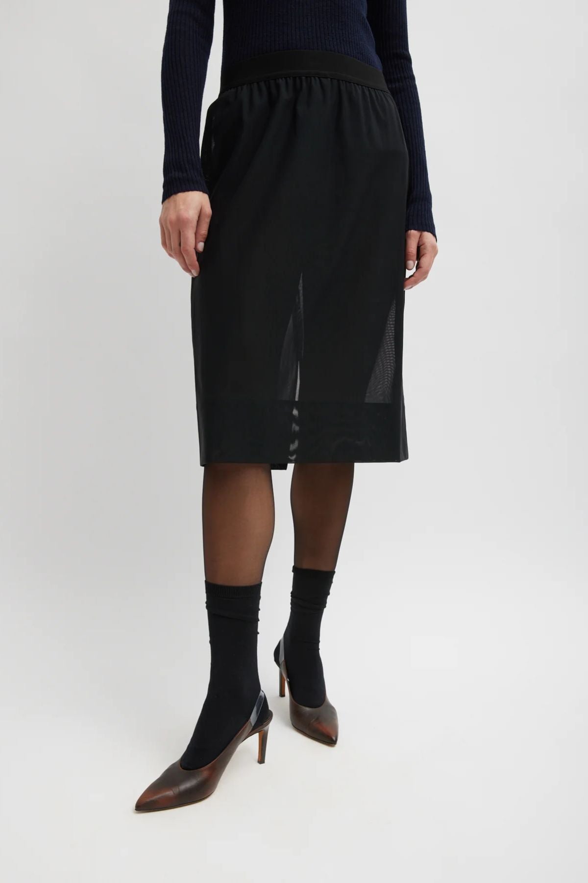 Tibi Power Mesh Skirt - Black