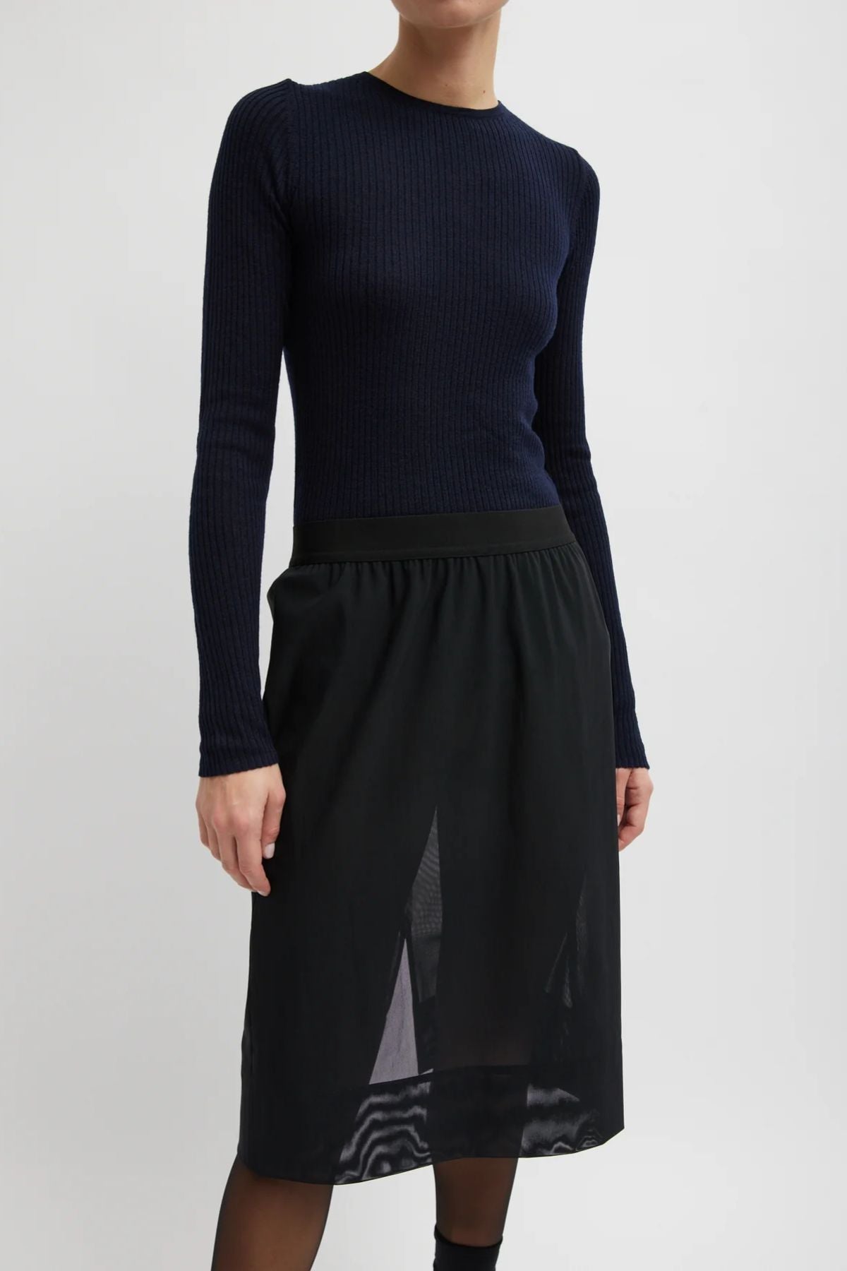 Tibi Power Mesh Skirt - Black