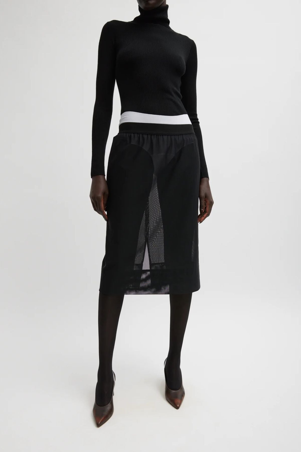 Tibi Power Mesh Skirt - Black