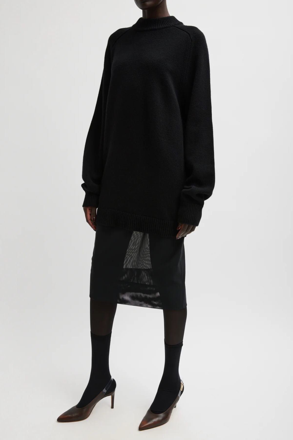 Tibi Power Mesh Skirt - Black