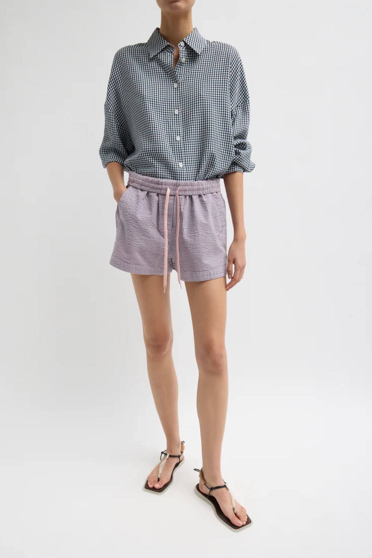 Tibi Pull On Shorts - Mauve Multi