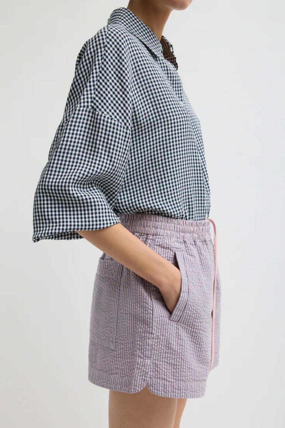 Tibi Pull On Shorts - Mauve Multi