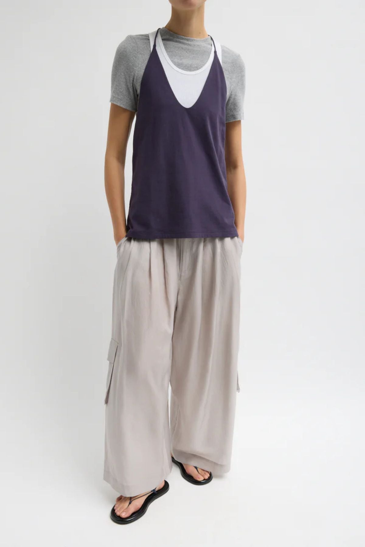 Tibi Racerback Tank - Eggplant