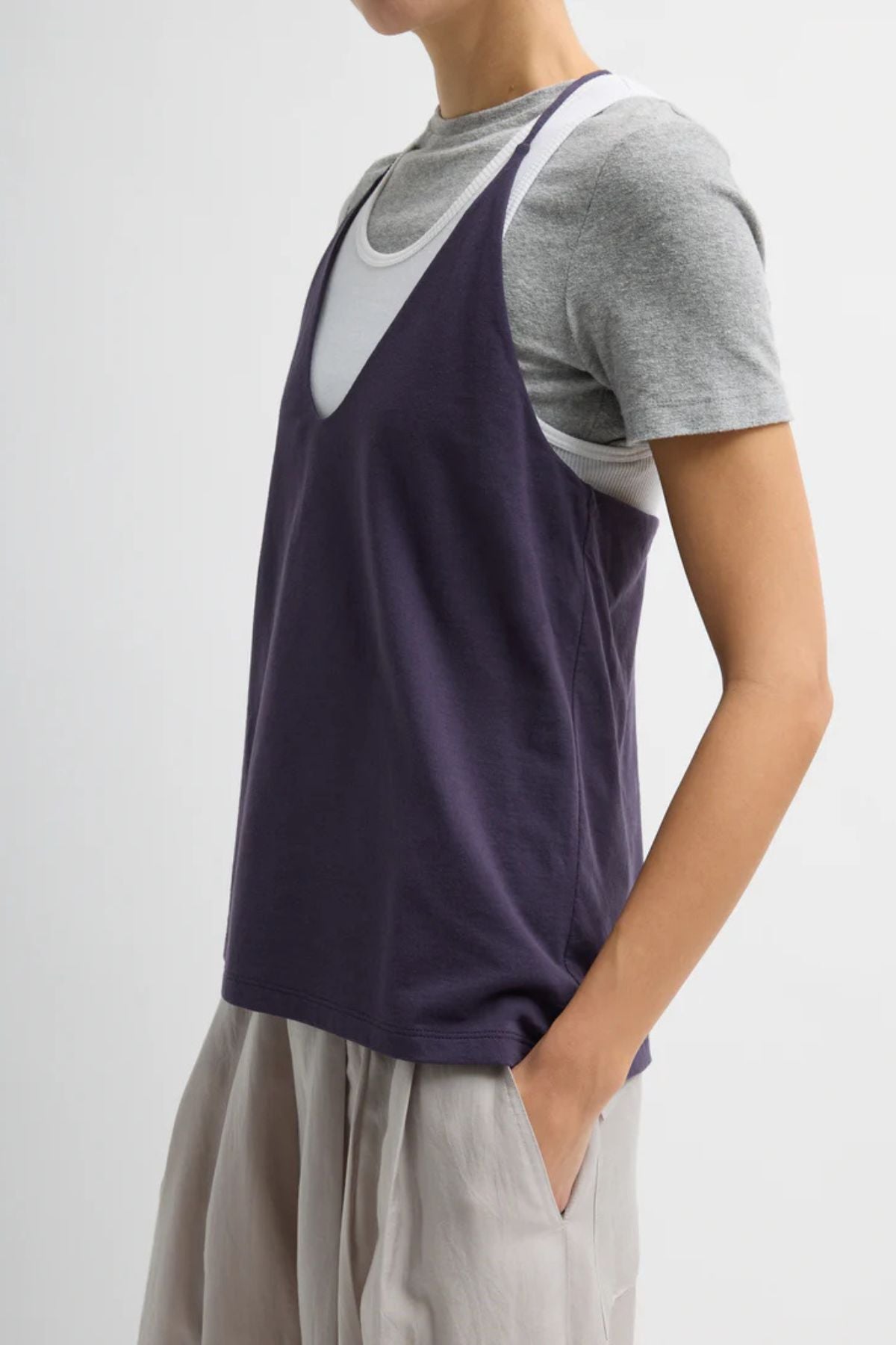 Tibi Racerback Tank - Eggplant