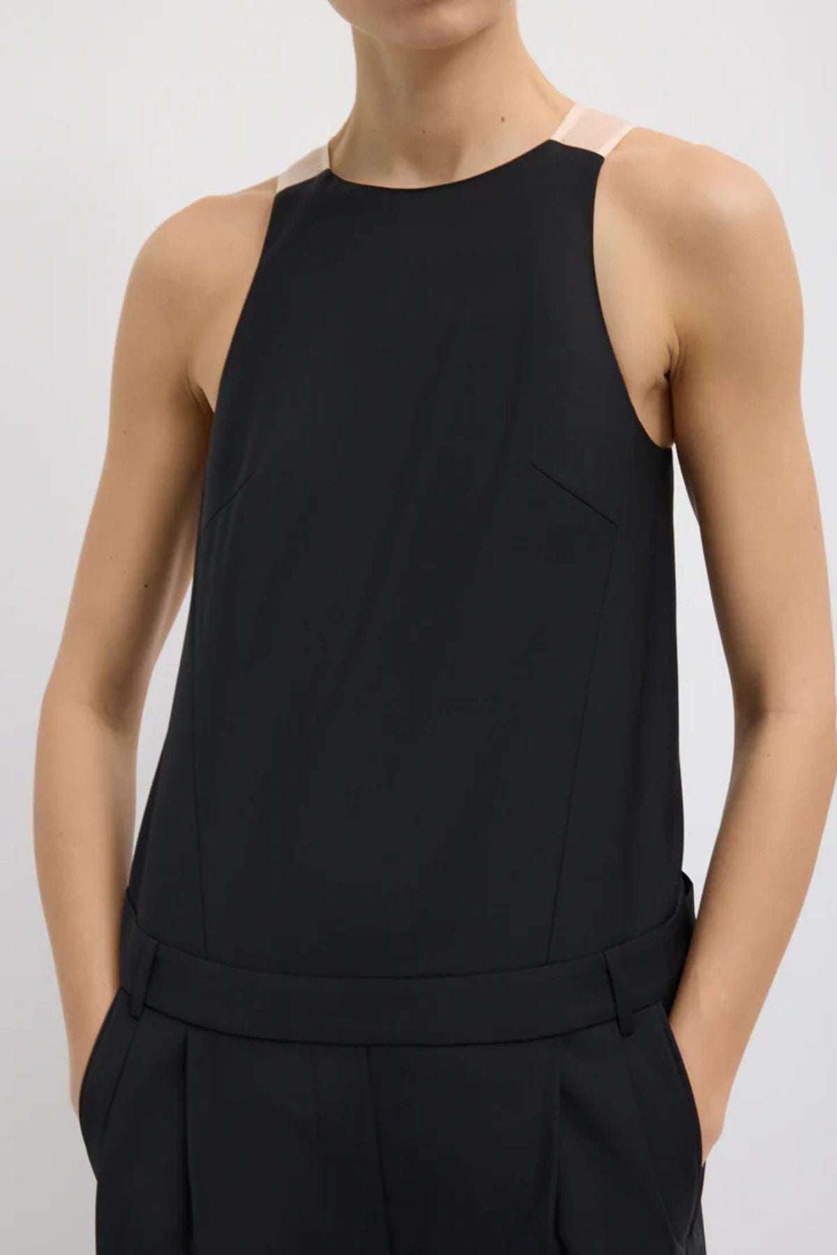 Tibi Recycled Tropical Wool Jumpsuit - Black