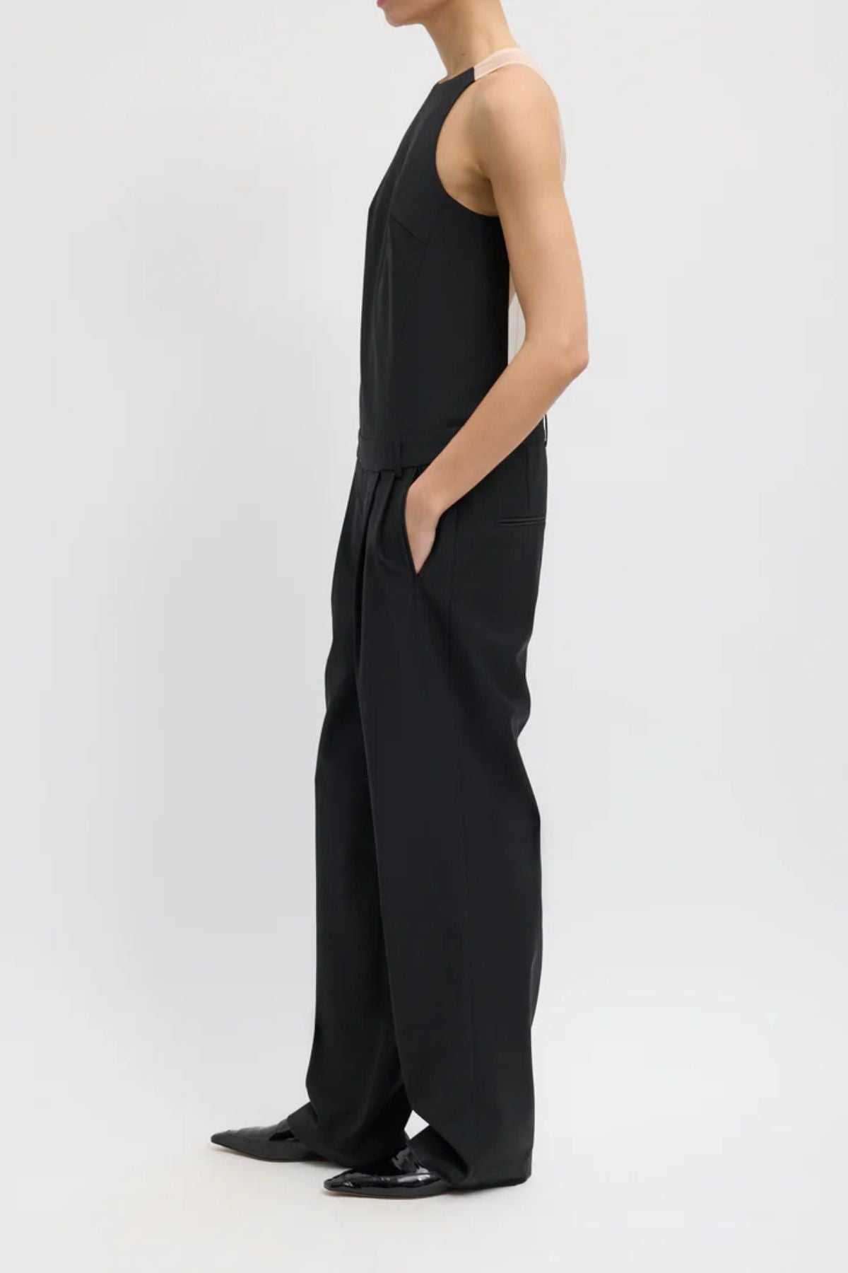 Tibi Recycled Tropical Wool Jumpsuit - Black