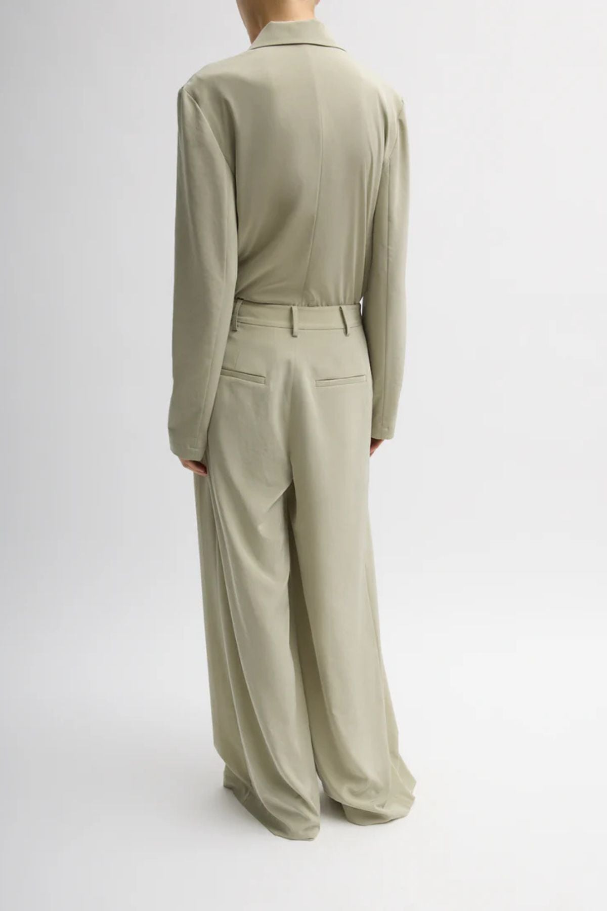 Tibi Relaxed Suiting Triple Pleat Pant - Moss Grey