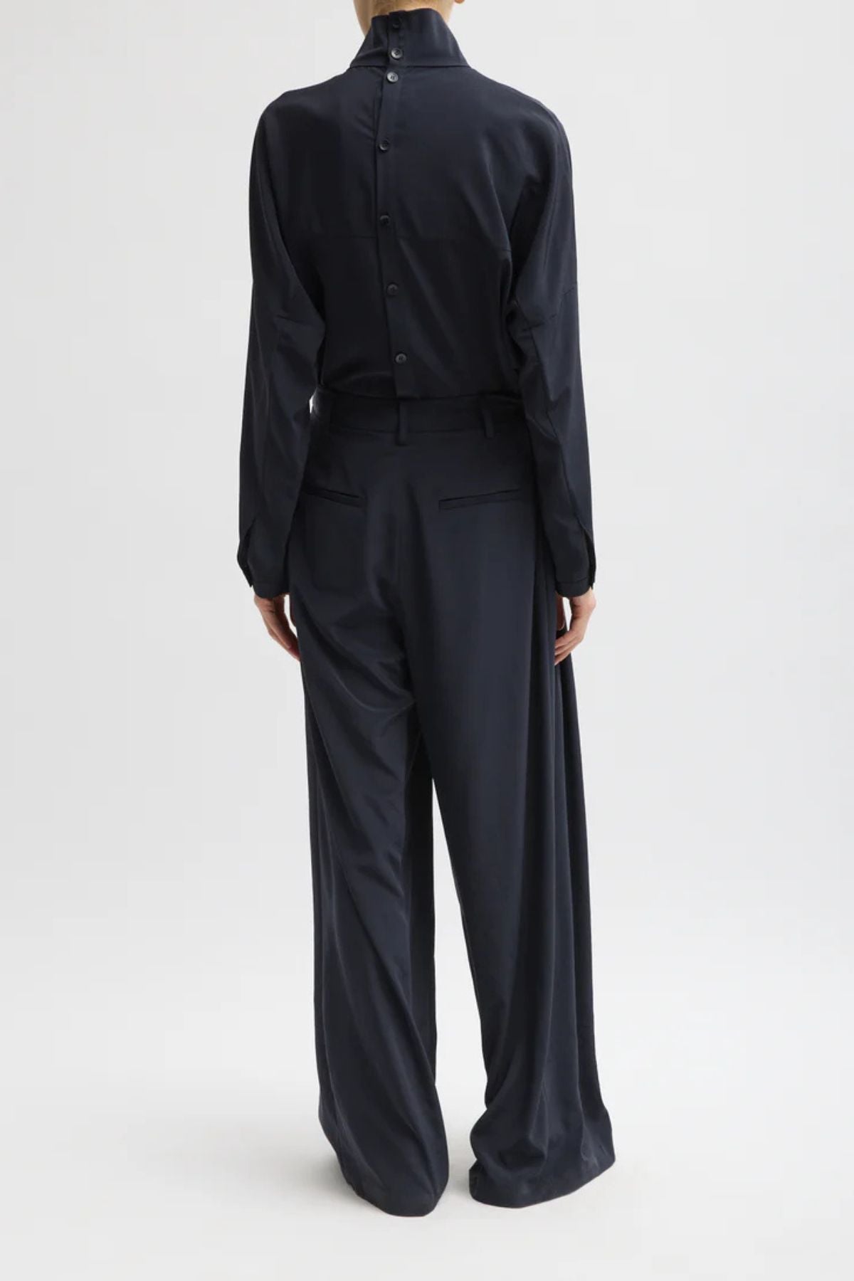 Tibi Relaxed Suiting Triple Pleat Pant - Navy