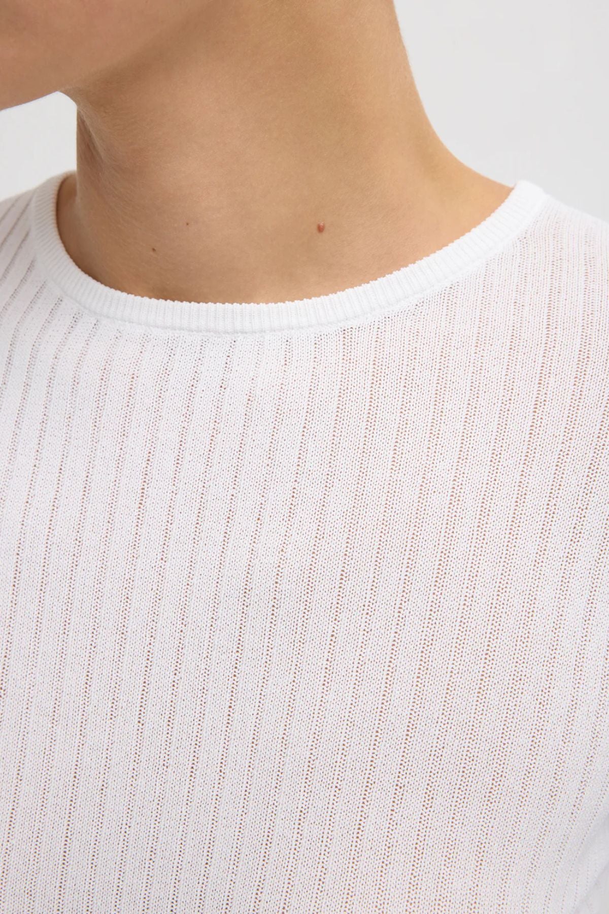 PRE ORDER Tibi Ribbed Crewneck Sweater - White