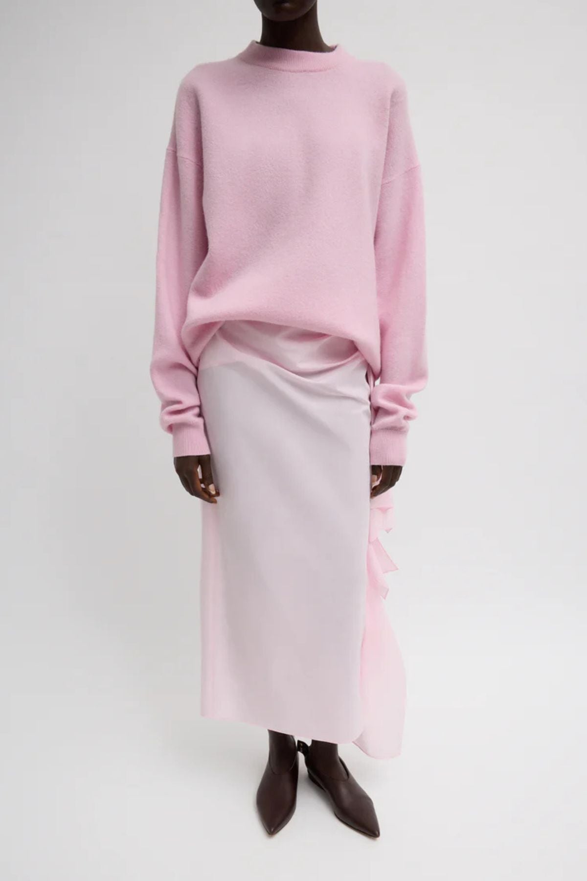 Tibi Italian Sporty Nylon Ribbon Skirt - Light Pink