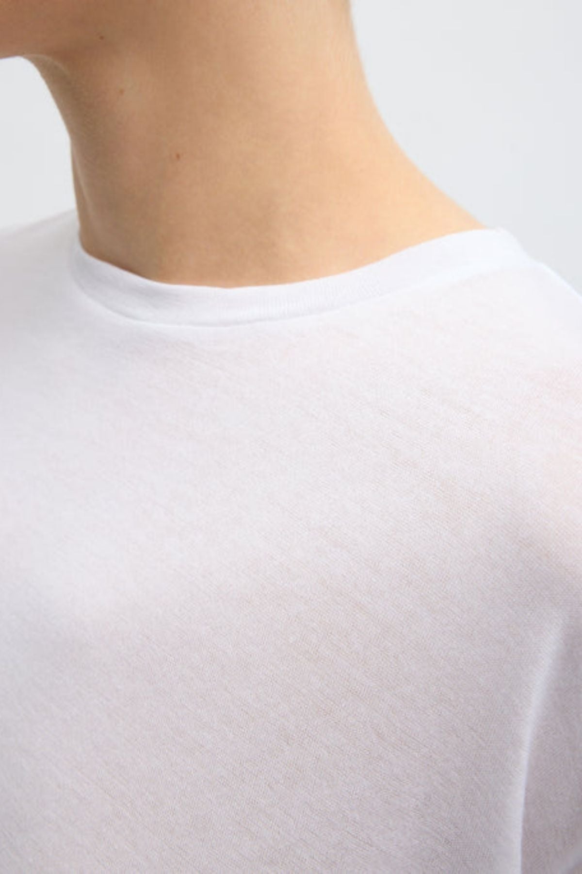Tibi Sheer Crepe Knit Unisex LS Tee - White