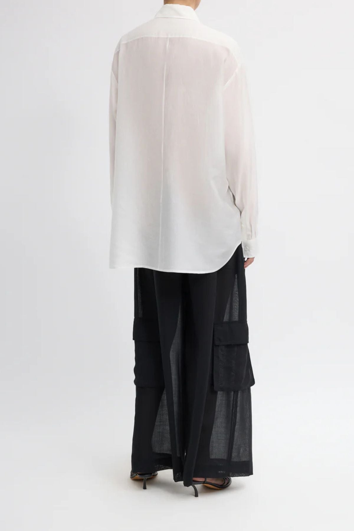 Tibi Silk Voile Easy Pintucked Shirt - Ivory