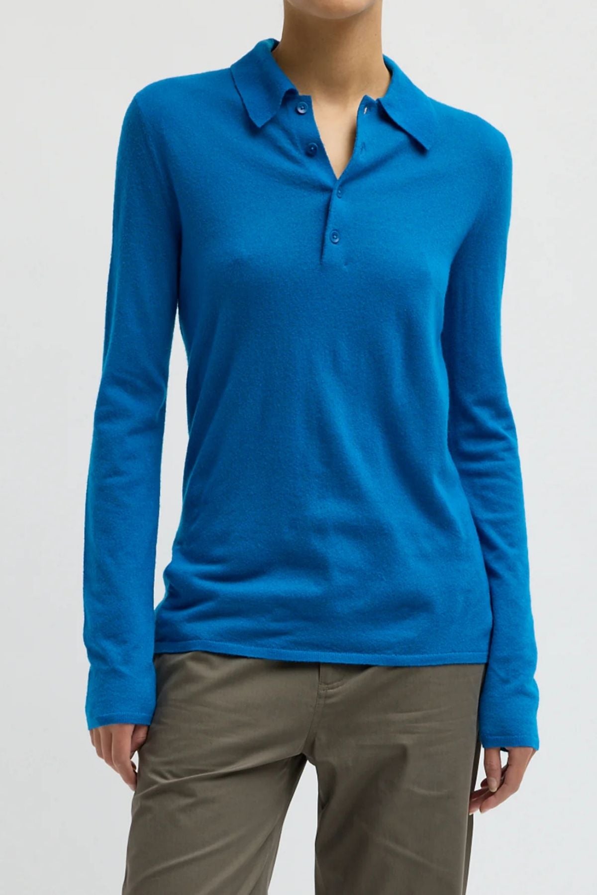Tibi Soft Sheer Polo - Bright Blue