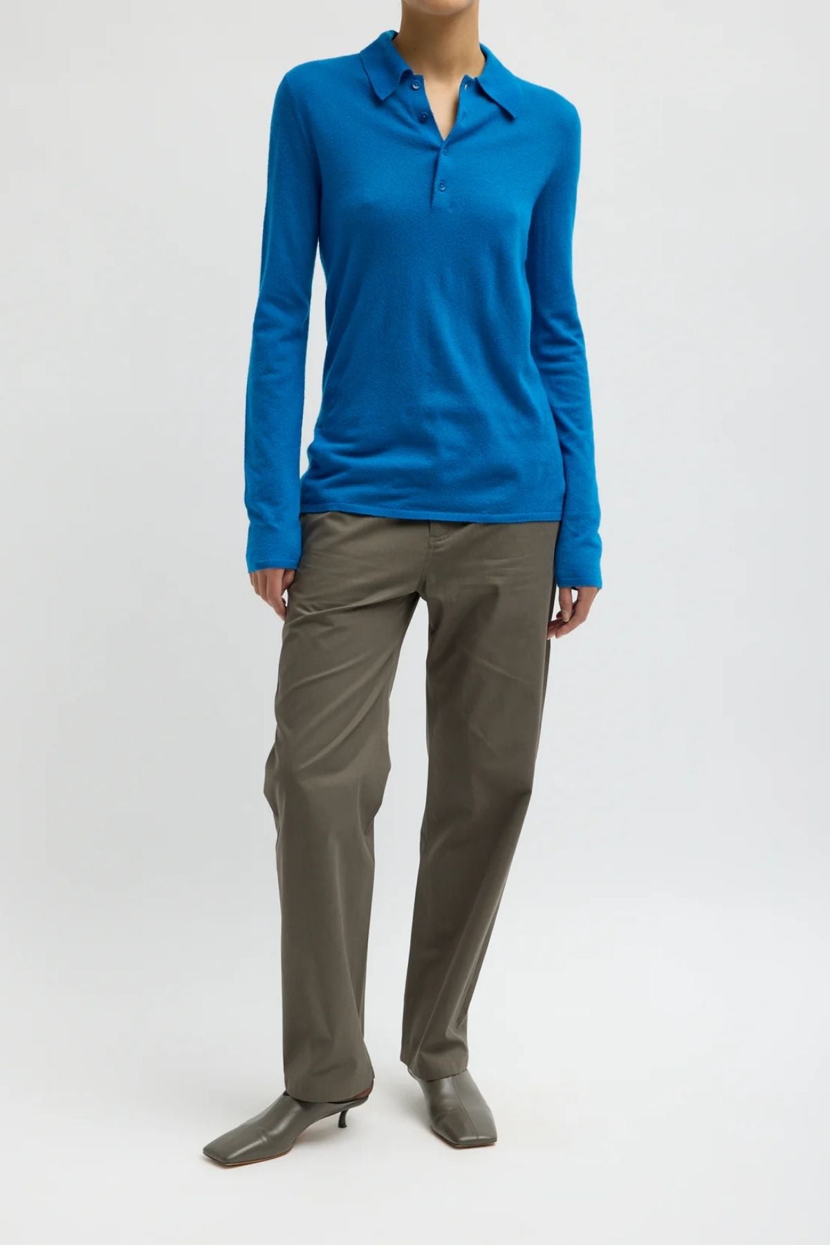 Tibi Soft Sheer Polo - Bright Blue