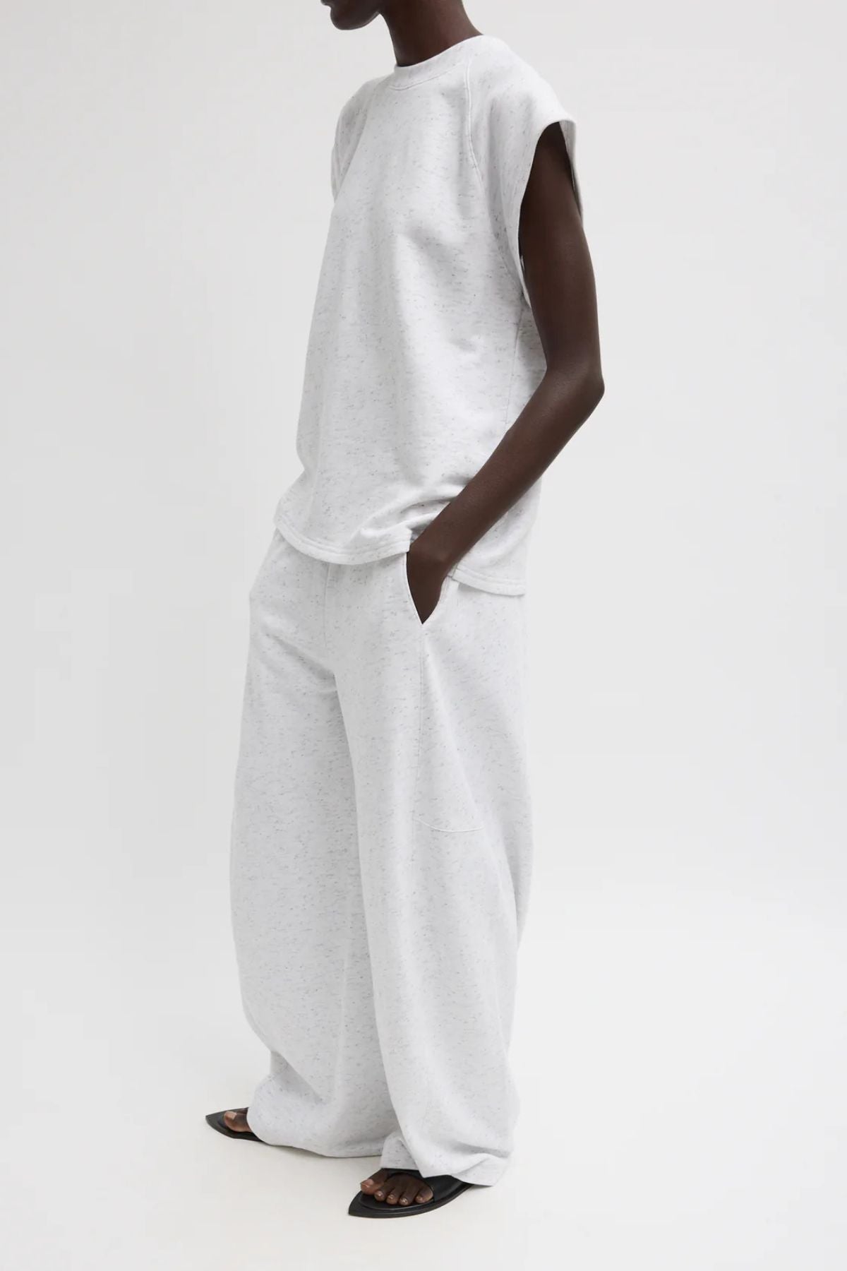 Tibi Spring Tweedy Sweatshirting Winslow Pant - White Multi