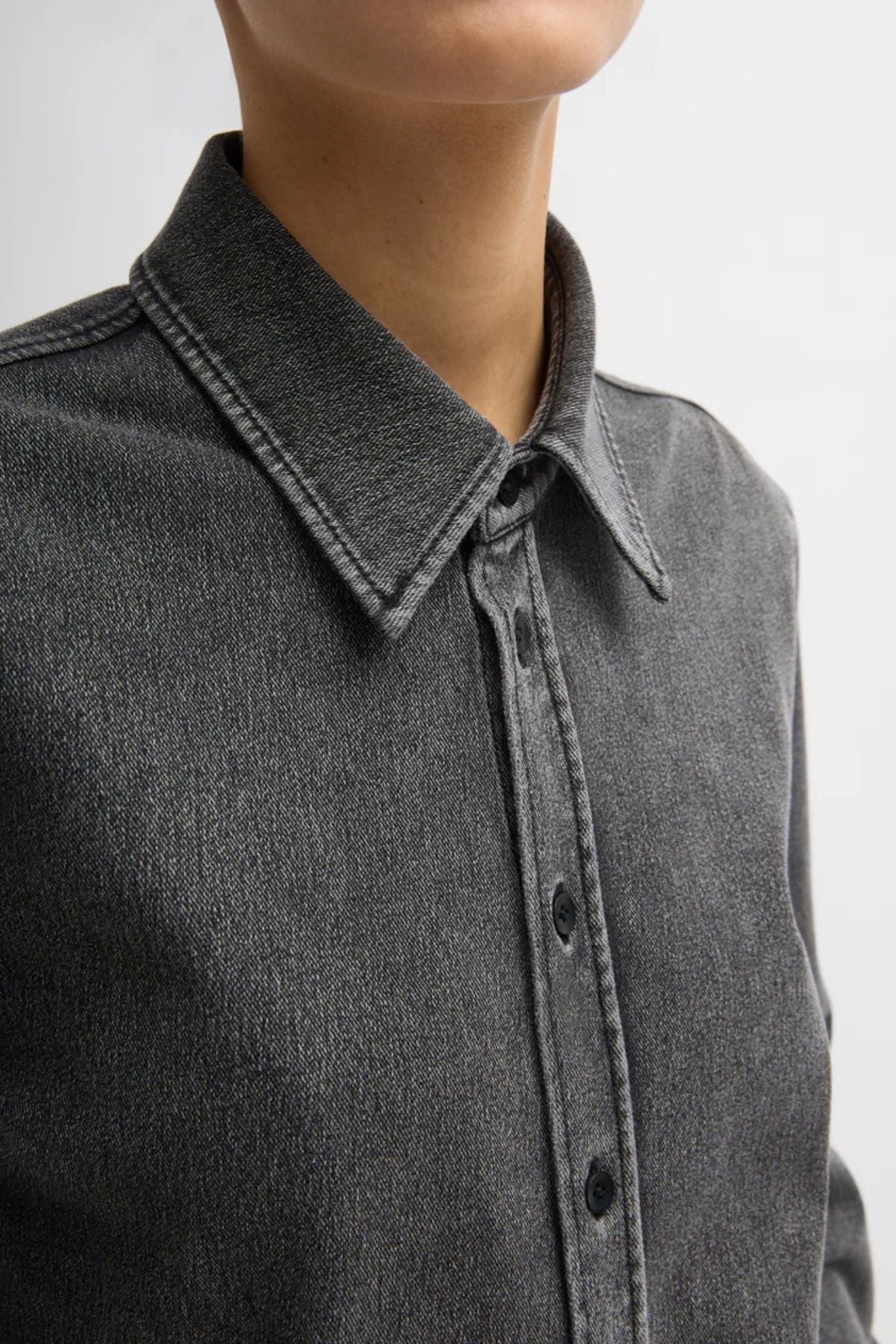 Tibi Stretch Denim Easy Shirt - Black
