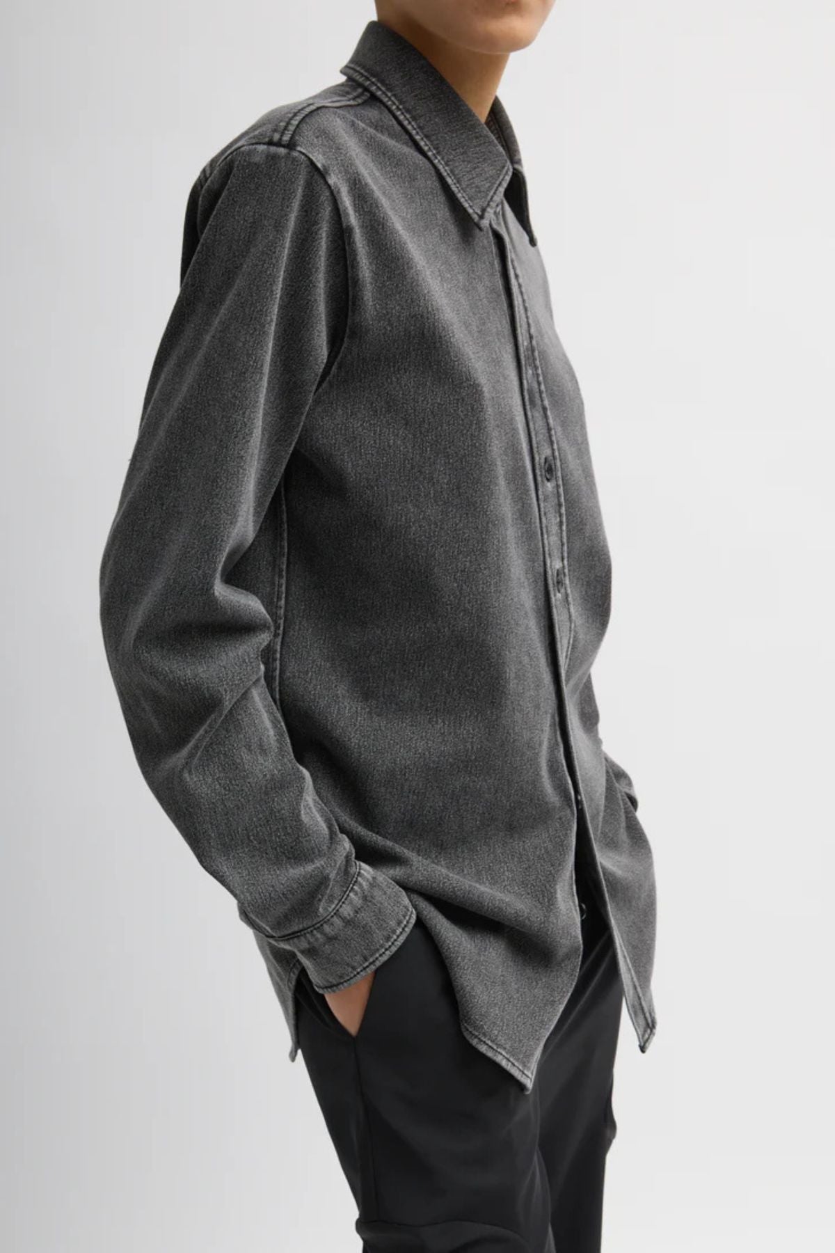 Tibi Stretch Denim Easy Shirt - Black