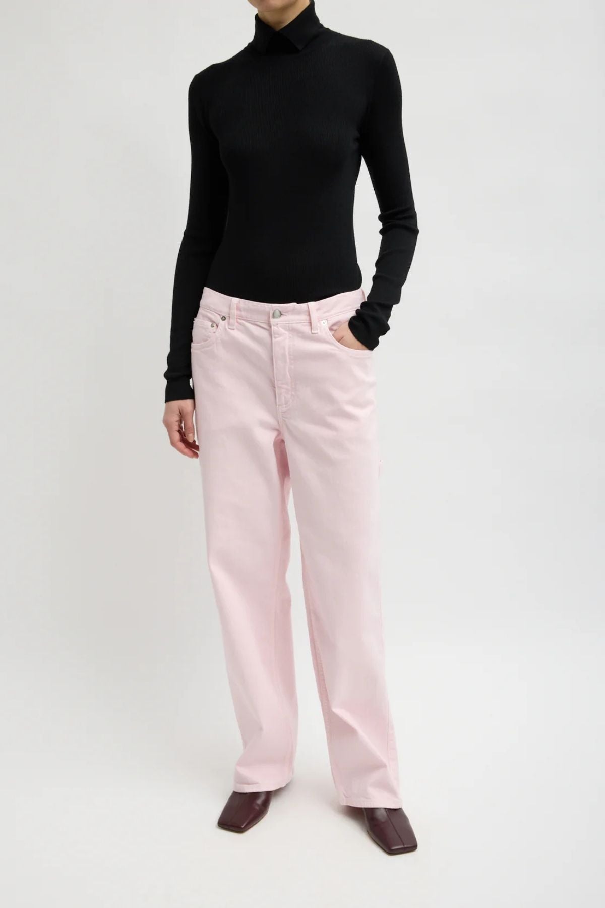 Tibi Stretch Twill Carpenter Jean - Dusty Pink