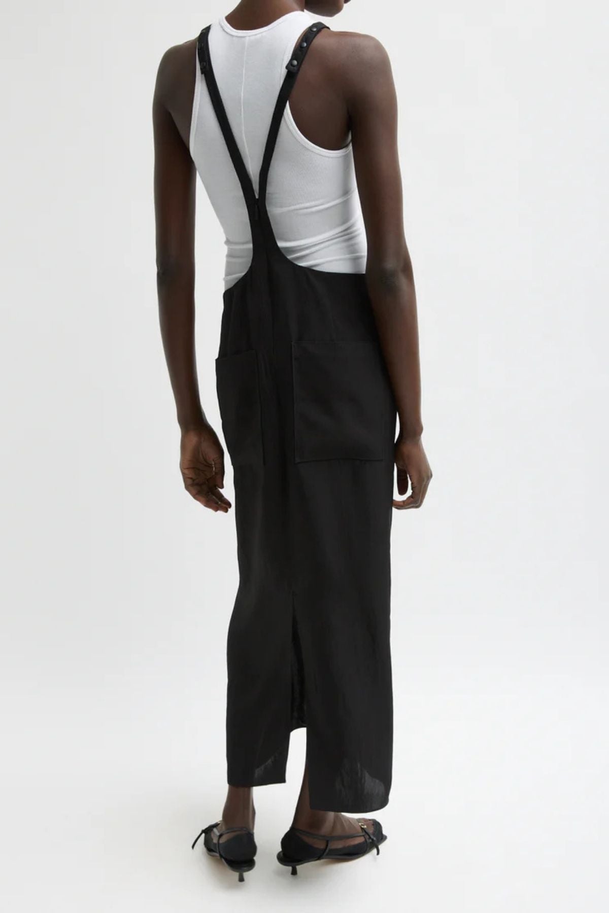 Tibi Summer Acetate Crinkle Overall Skirt - Black