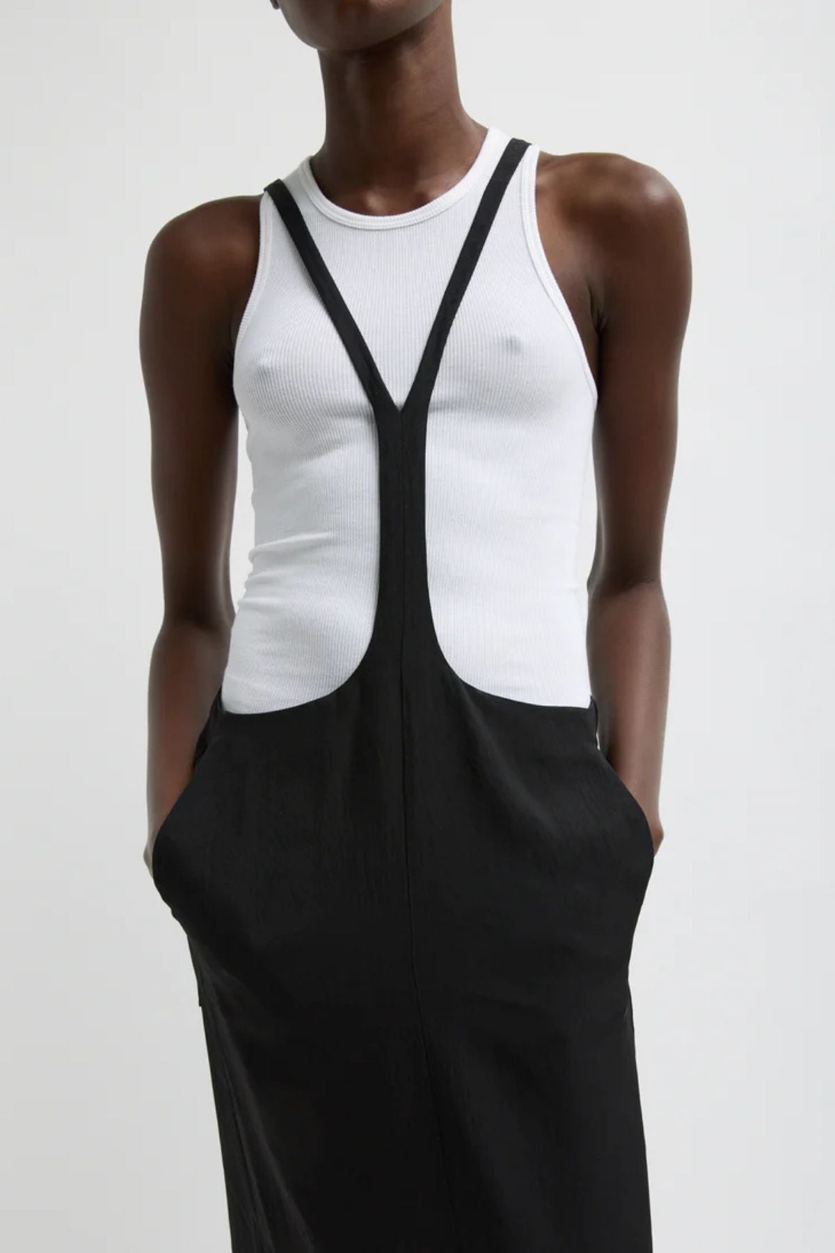 Tibi Summer Acetate Crinkle Overall Skirt - Black